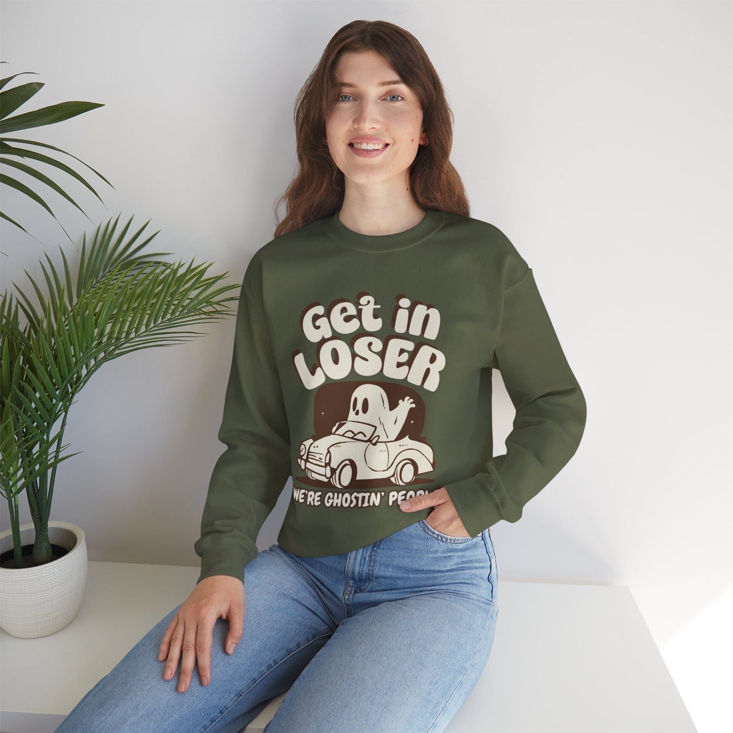 Get in Loser We're Ghostin' People - Adult Unisex Heavy Blend™ Crewneck Sweatshirt