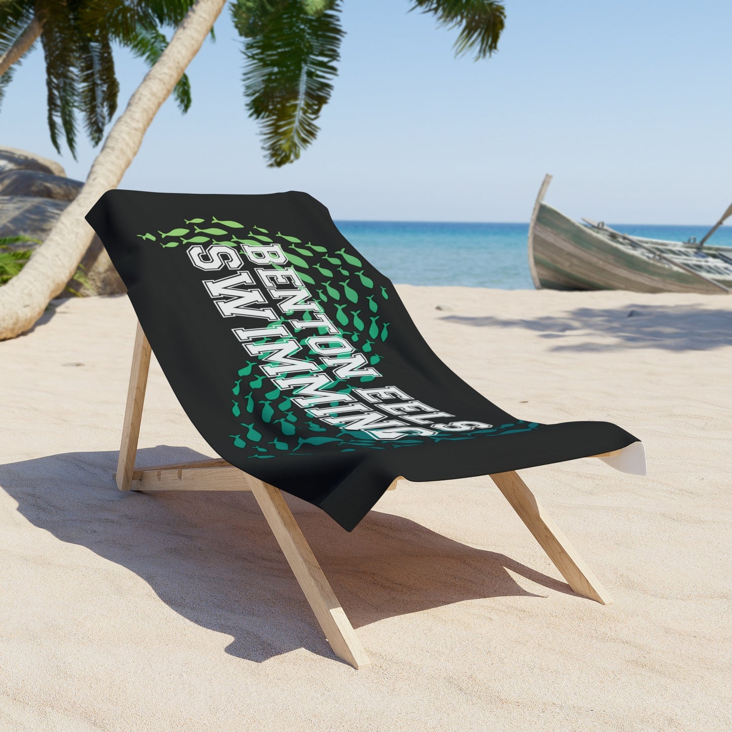 Benton Eels Beach Towel White Varsity Logo 30" x 60"