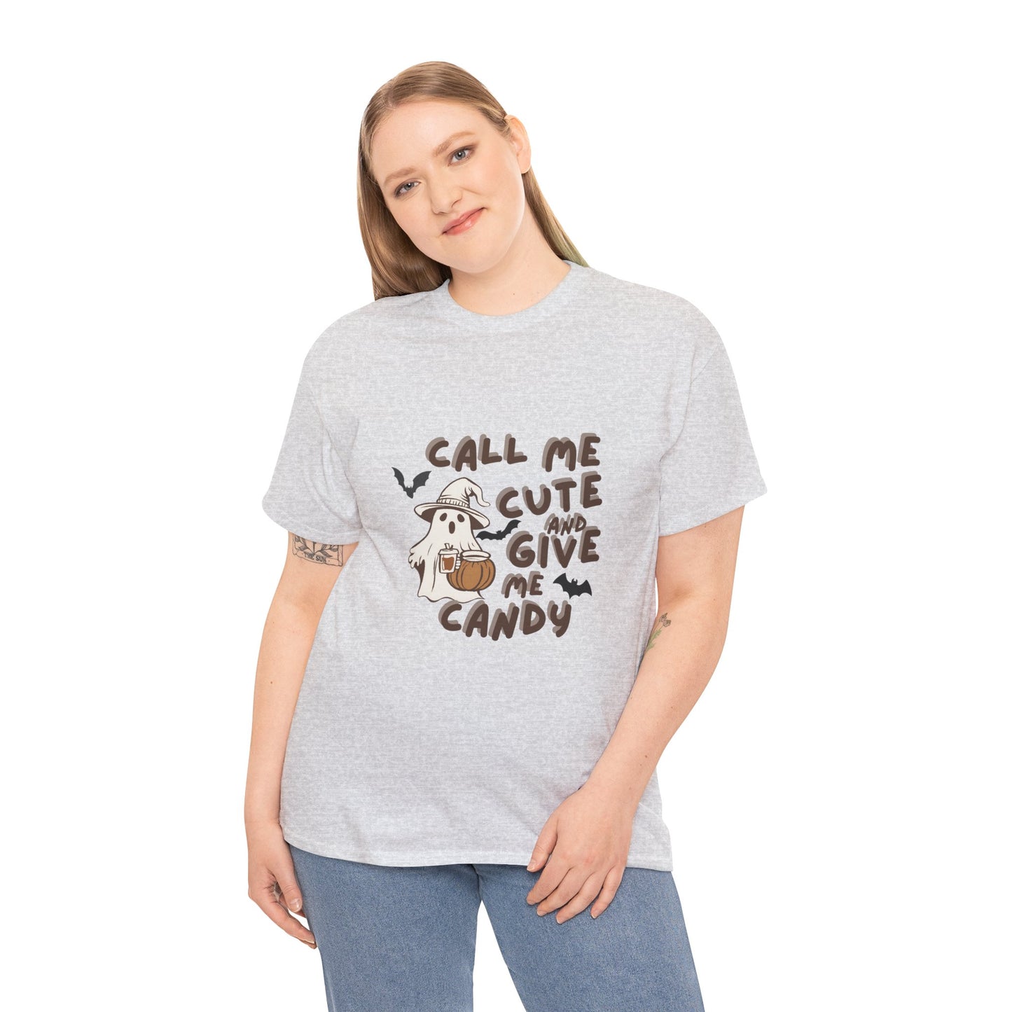 Call Me Cute & Give Me Candy -Adult Unisex Heavy Cotton Tee