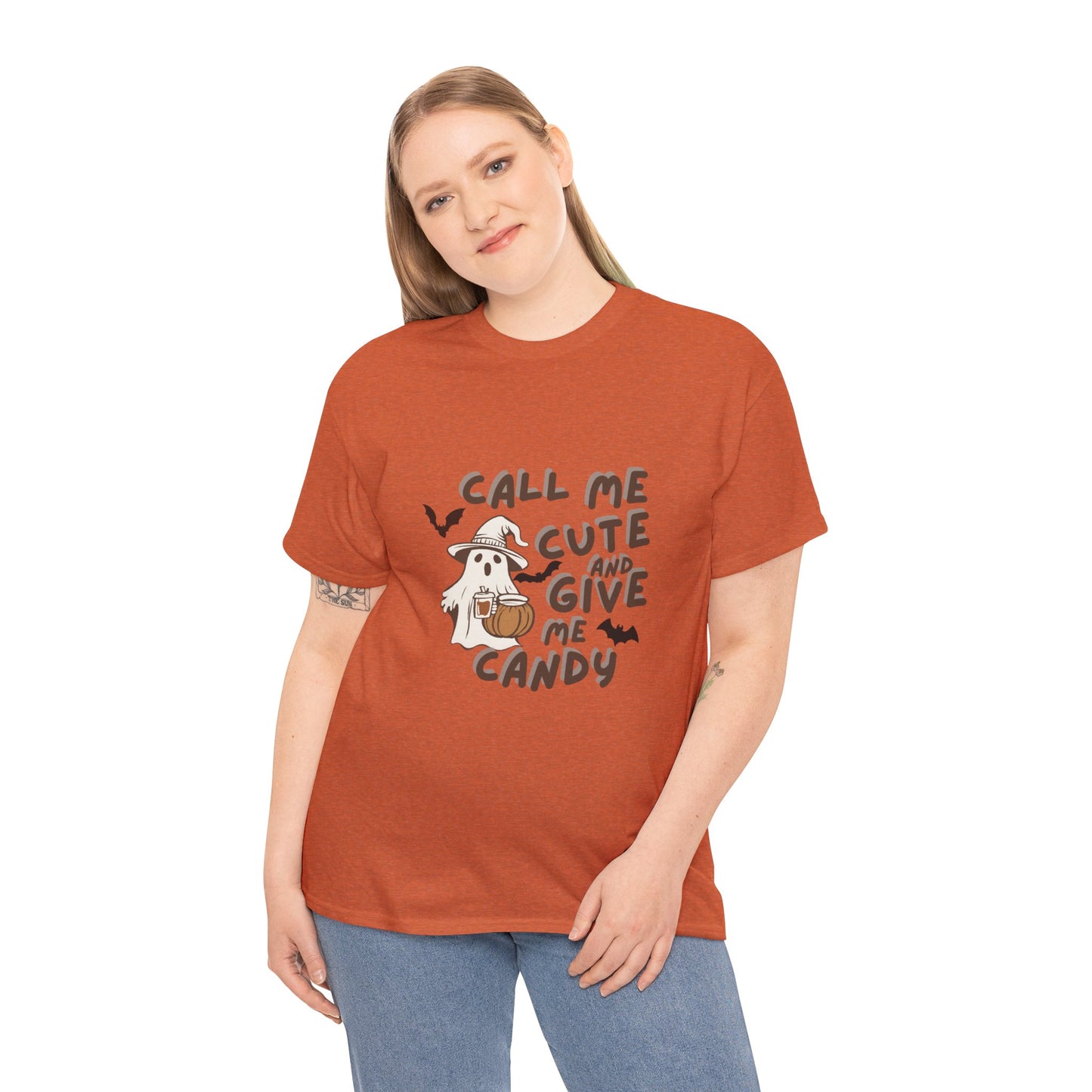 Call Me Cute & Give Me Candy -Adult Unisex Heavy Cotton Tee