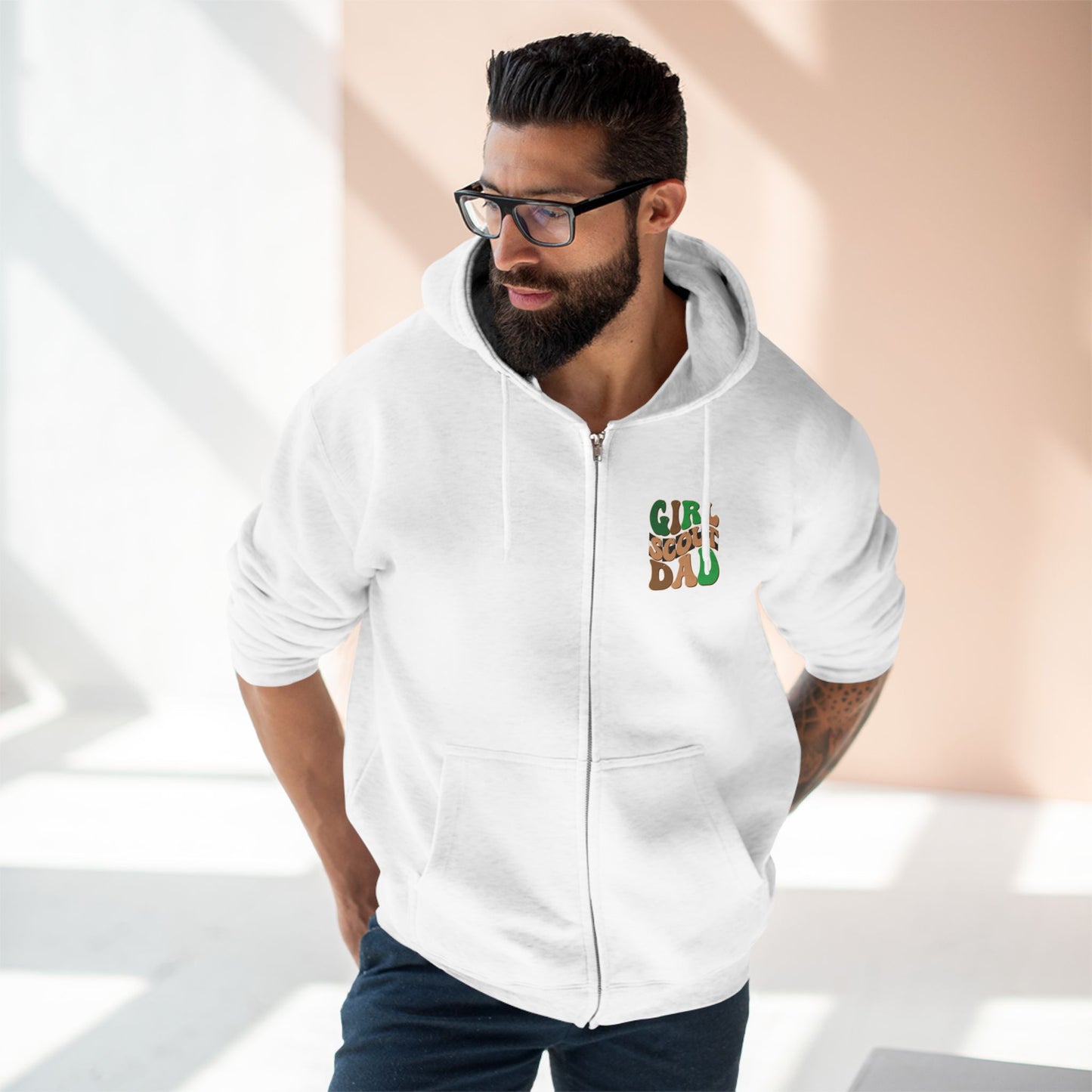 FRONT & BACK DESIGN ! Cookie Squad - Girl Scout Dad - Adult Unisex Zip Hoodie