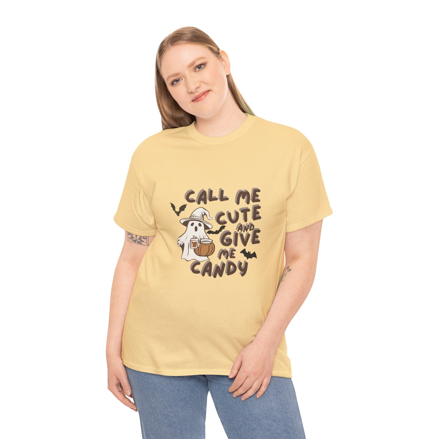 Call Me Cute & Give Me Candy -Adult Unisex Heavy Cotton Tee