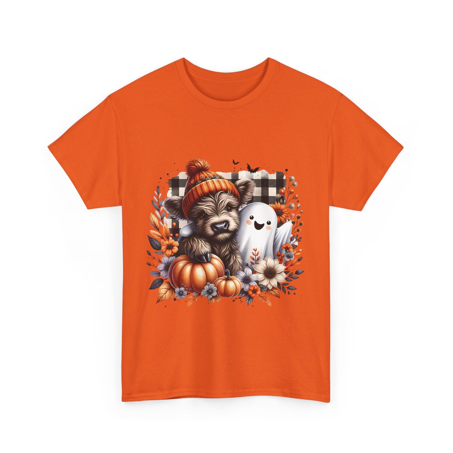 Cute cow and ghost -Adult Unisex Heavy Cotton Tee