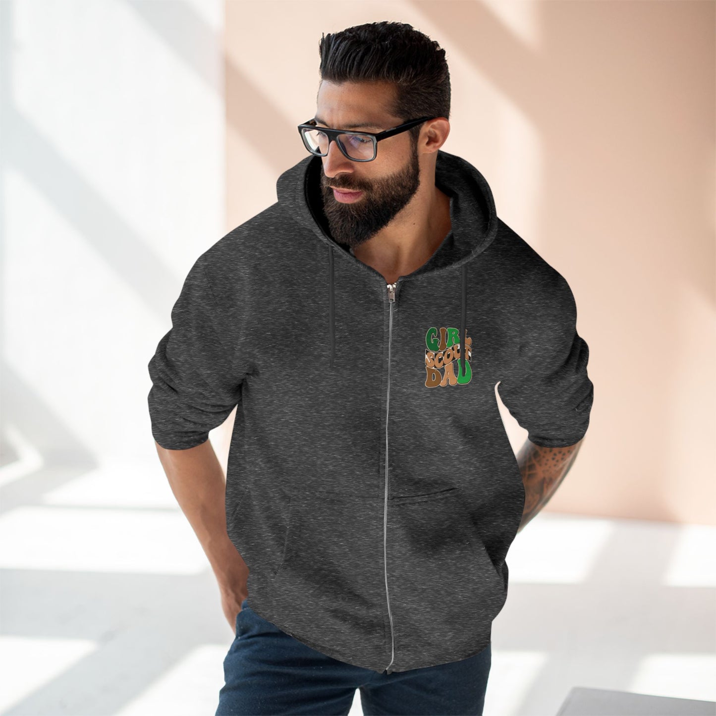 FRONT & BACK DESIGN ! Cookie Squad - Girl Scout Dad - Adult Unisex Zip Hoodie