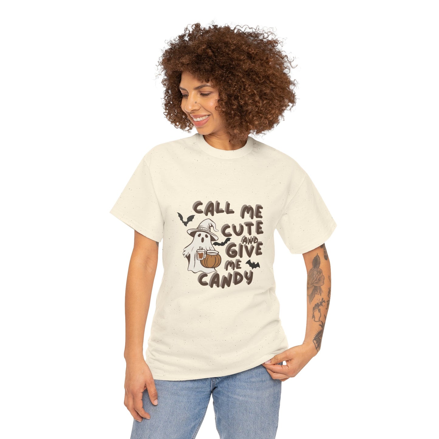 Call Me Cute & Give Me Candy -Adult Unisex Heavy Cotton Tee