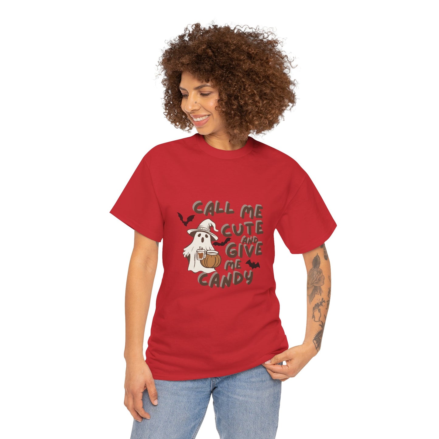 Call Me Cute & Give Me Candy -Adult Unisex Heavy Cotton Tee
