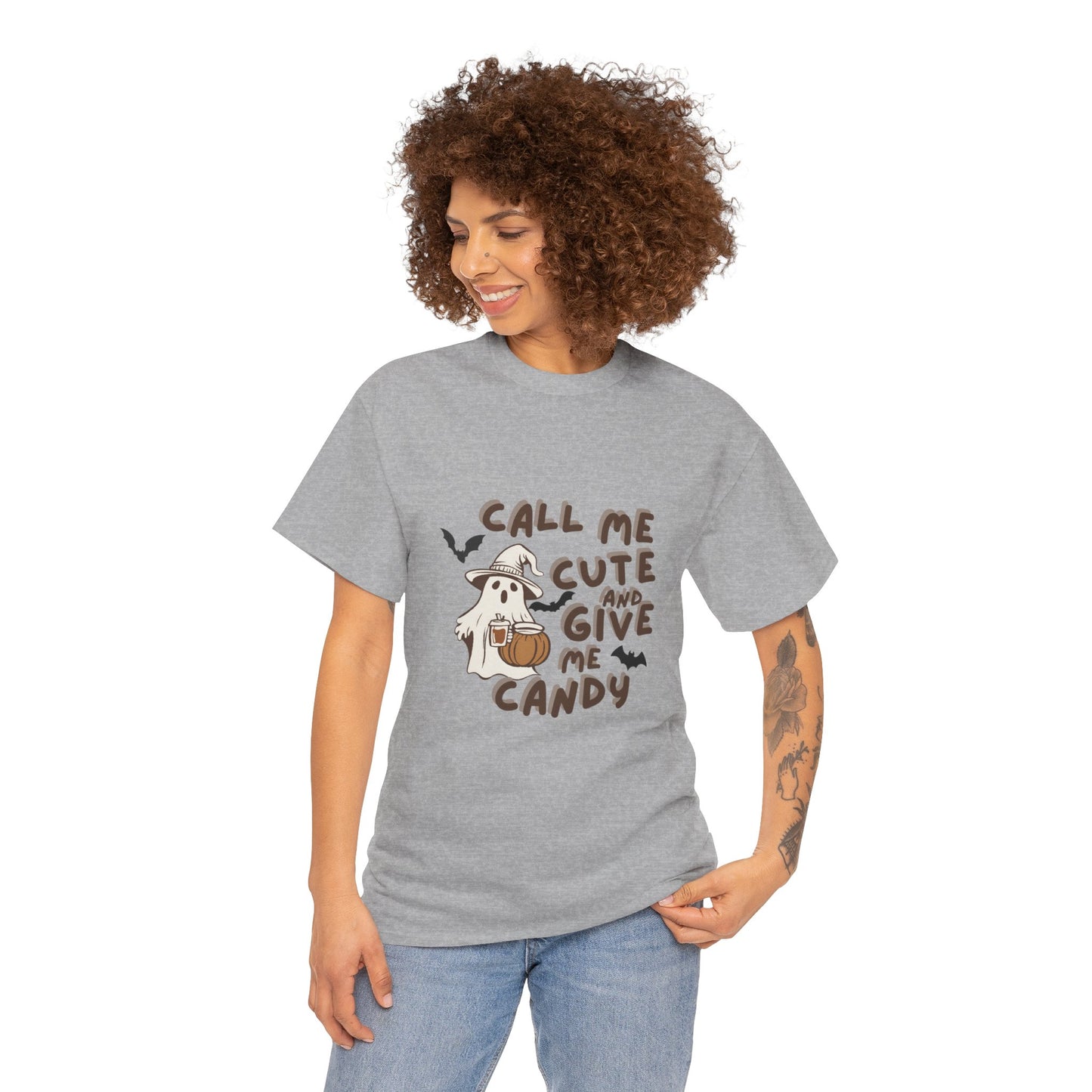 Call Me Cute & Give Me Candy -Adult Unisex Heavy Cotton Tee