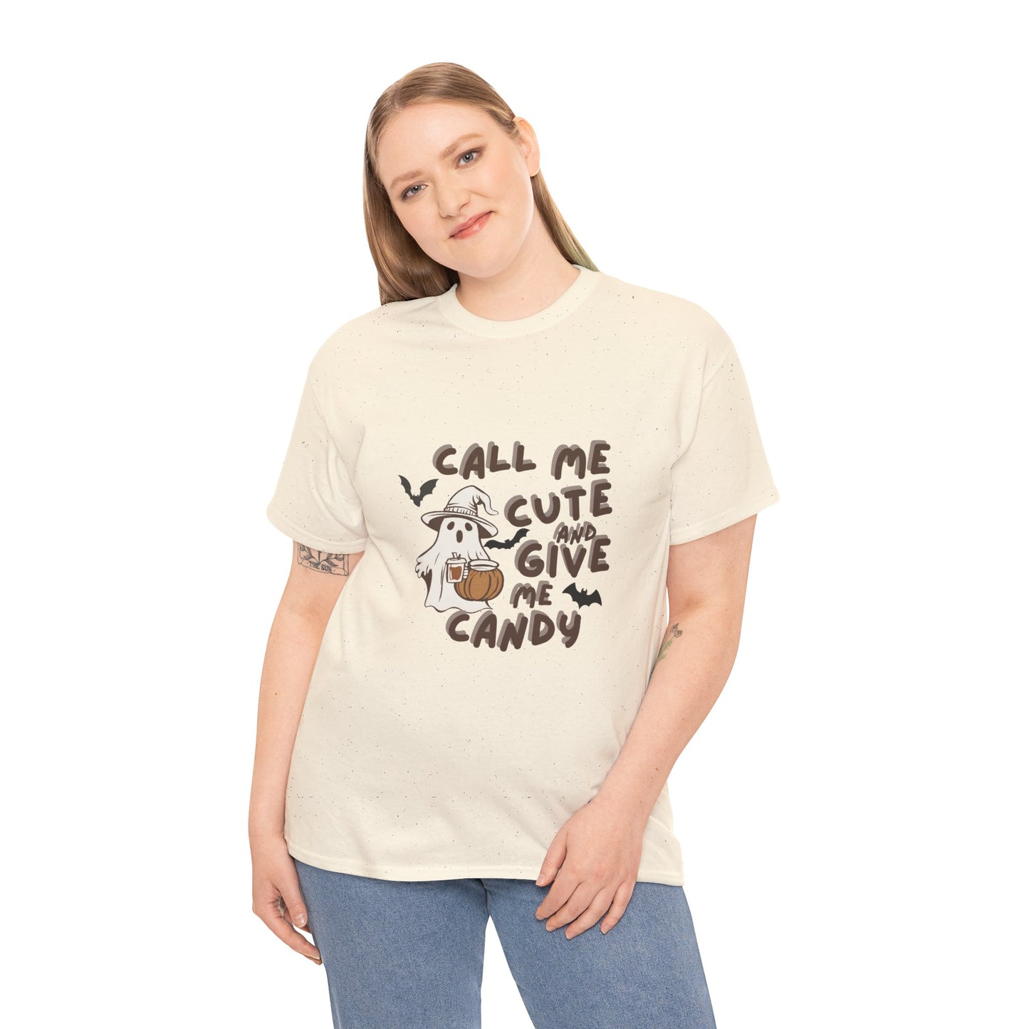 Call Me Cute & Give Me Candy -Adult Unisex Heavy Cotton Tee