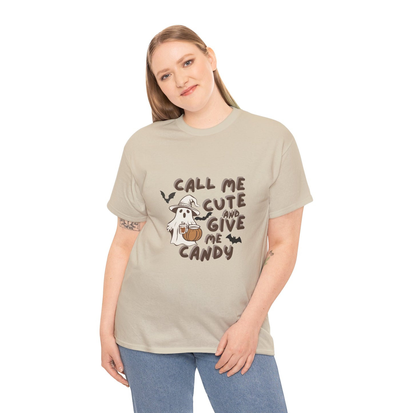 Call Me Cute & Give Me Candy -Adult Unisex Heavy Cotton Tee