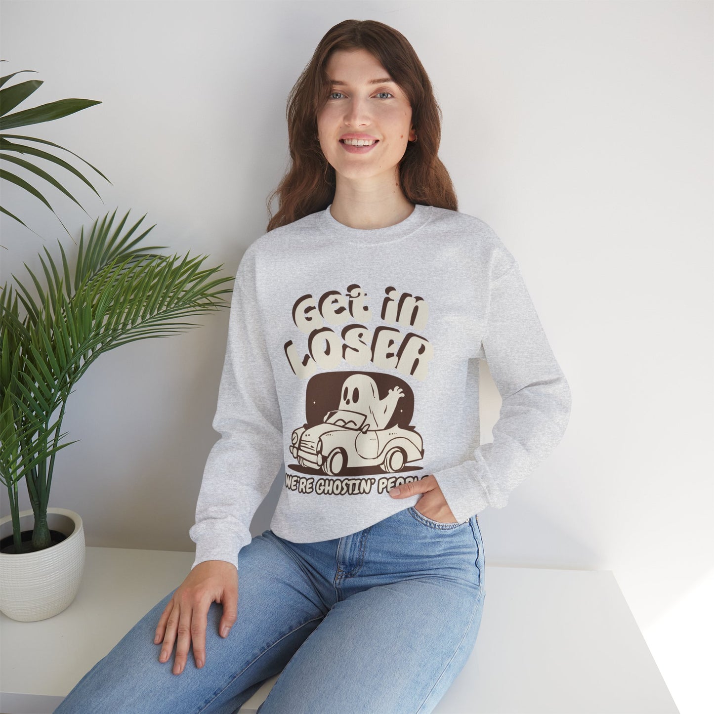 Get in Loser We're Ghostin' People - Adult Unisex Heavy Blend™ Crewneck Sweatshirt