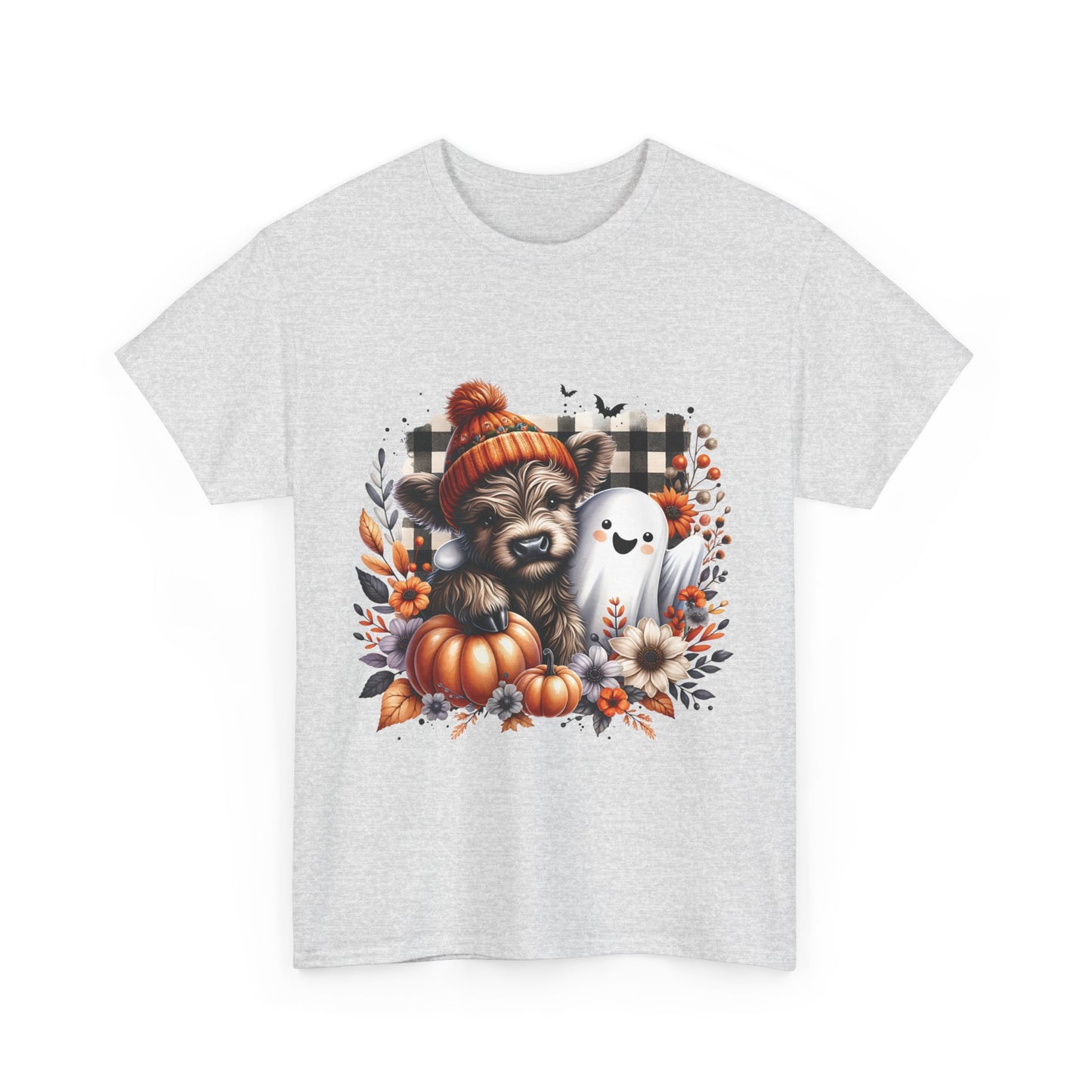 Cute cow and ghost -Adult Unisex Heavy Cotton Tee