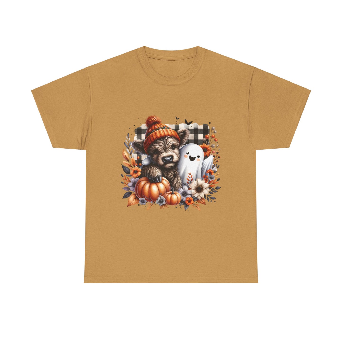 Cute cow and ghost -Adult Unisex Heavy Cotton Tee