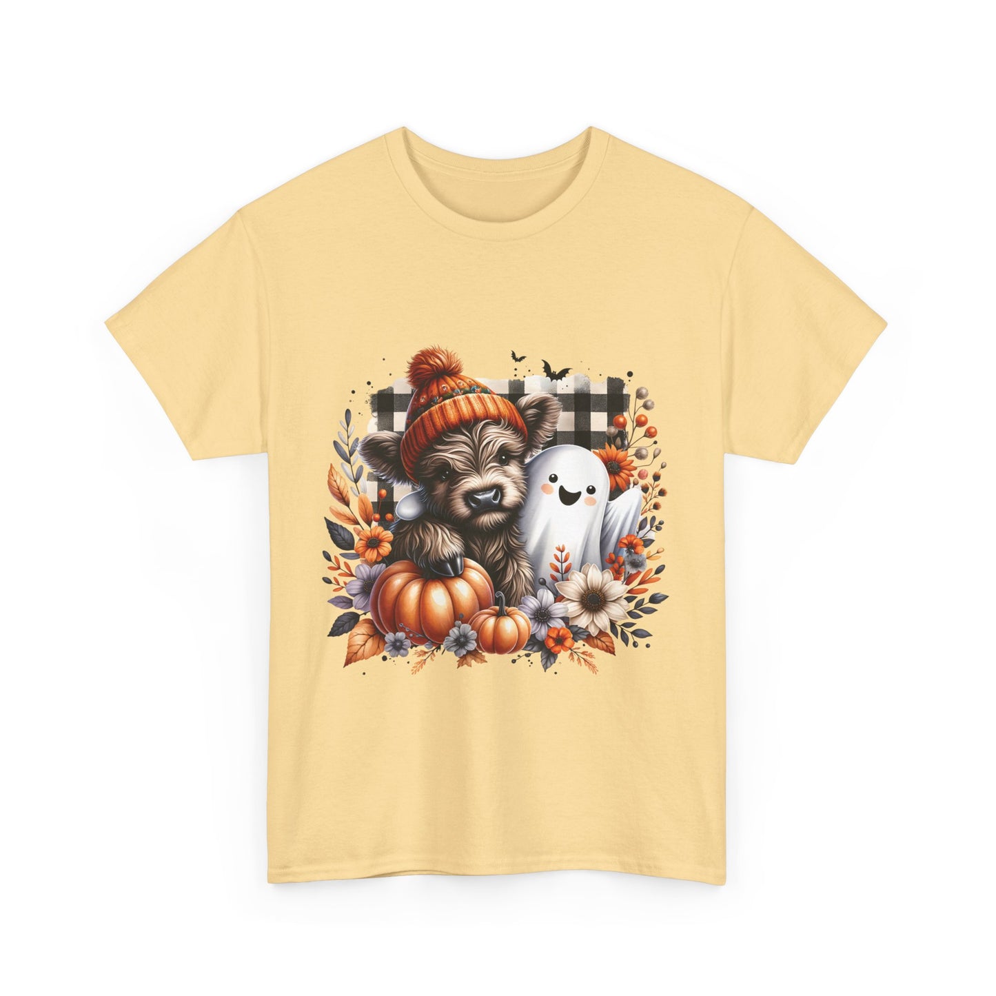 Cute cow and ghost -Adult Unisex Heavy Cotton Tee