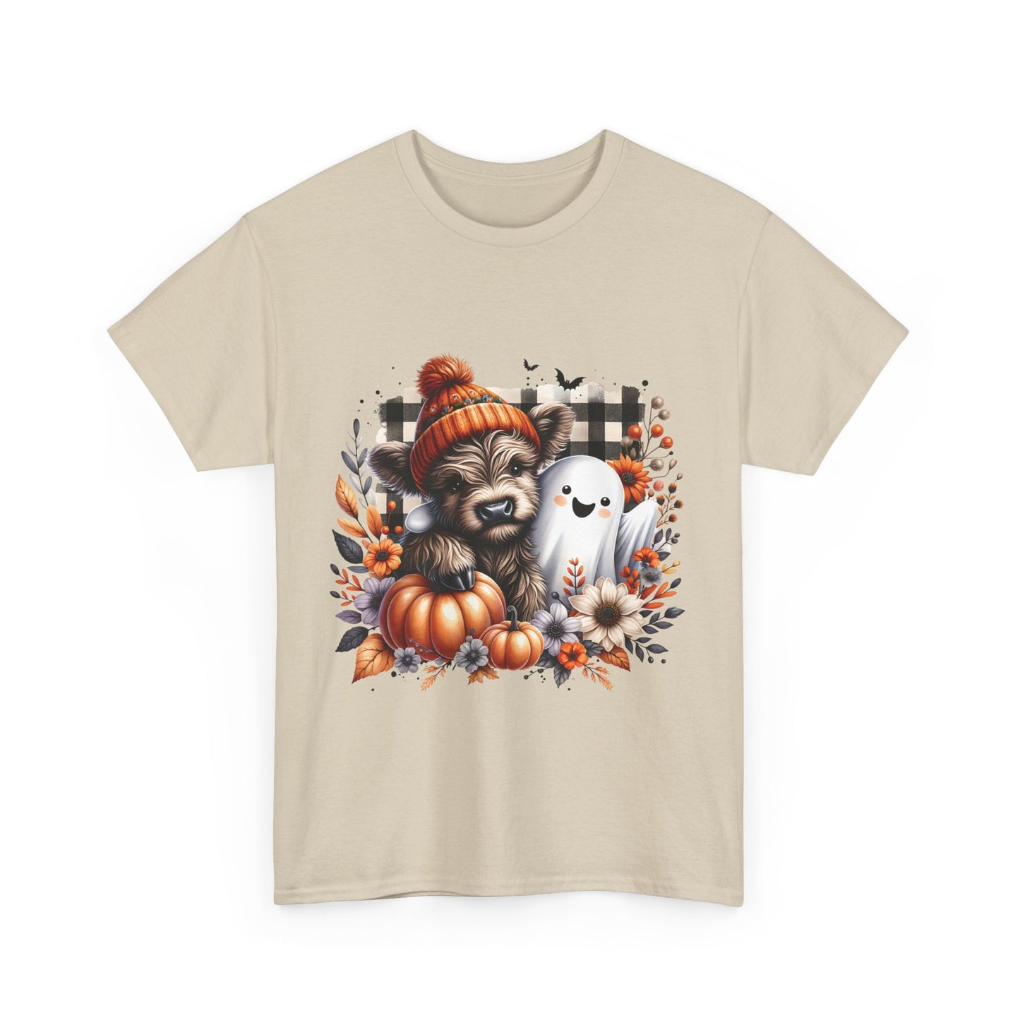 Cute cow and ghost -Adult Unisex Heavy Cotton Tee