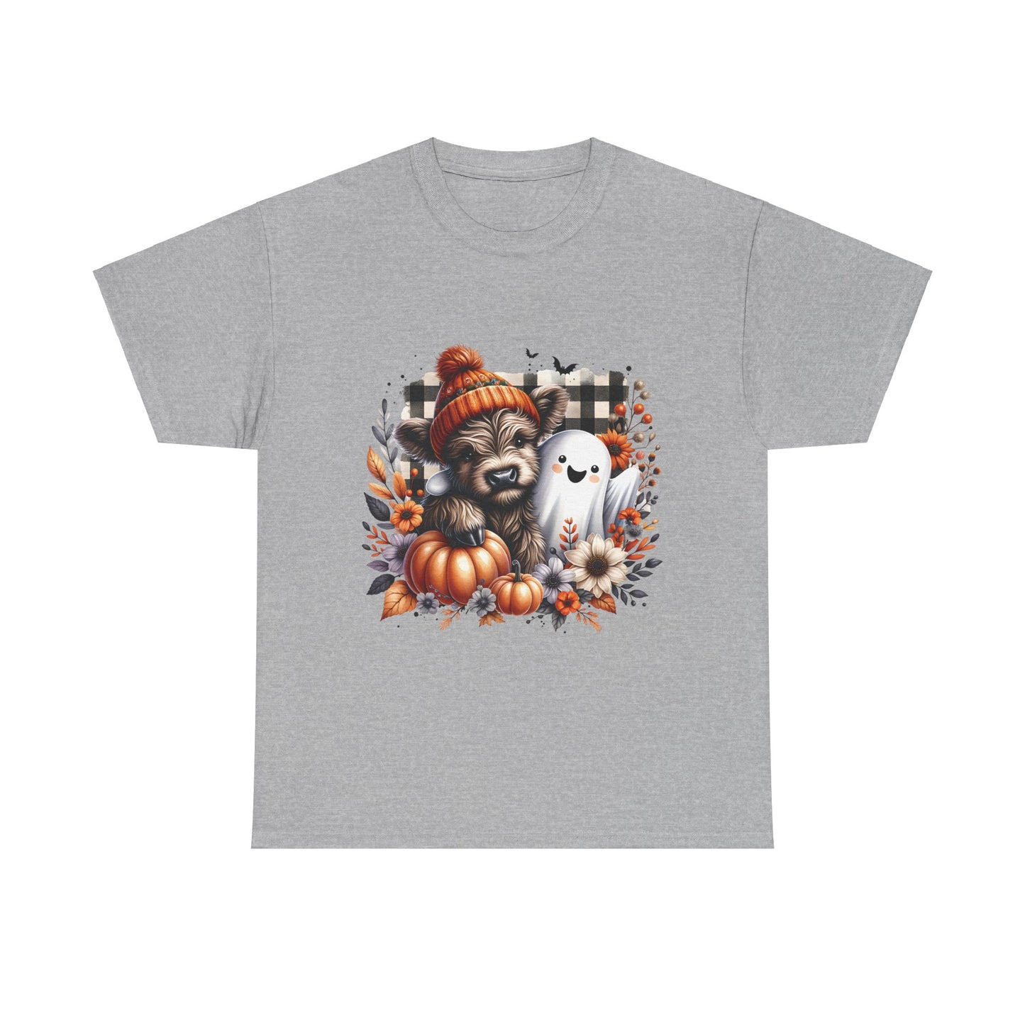 Cute cow and ghost -Adult Unisex Heavy Cotton Tee