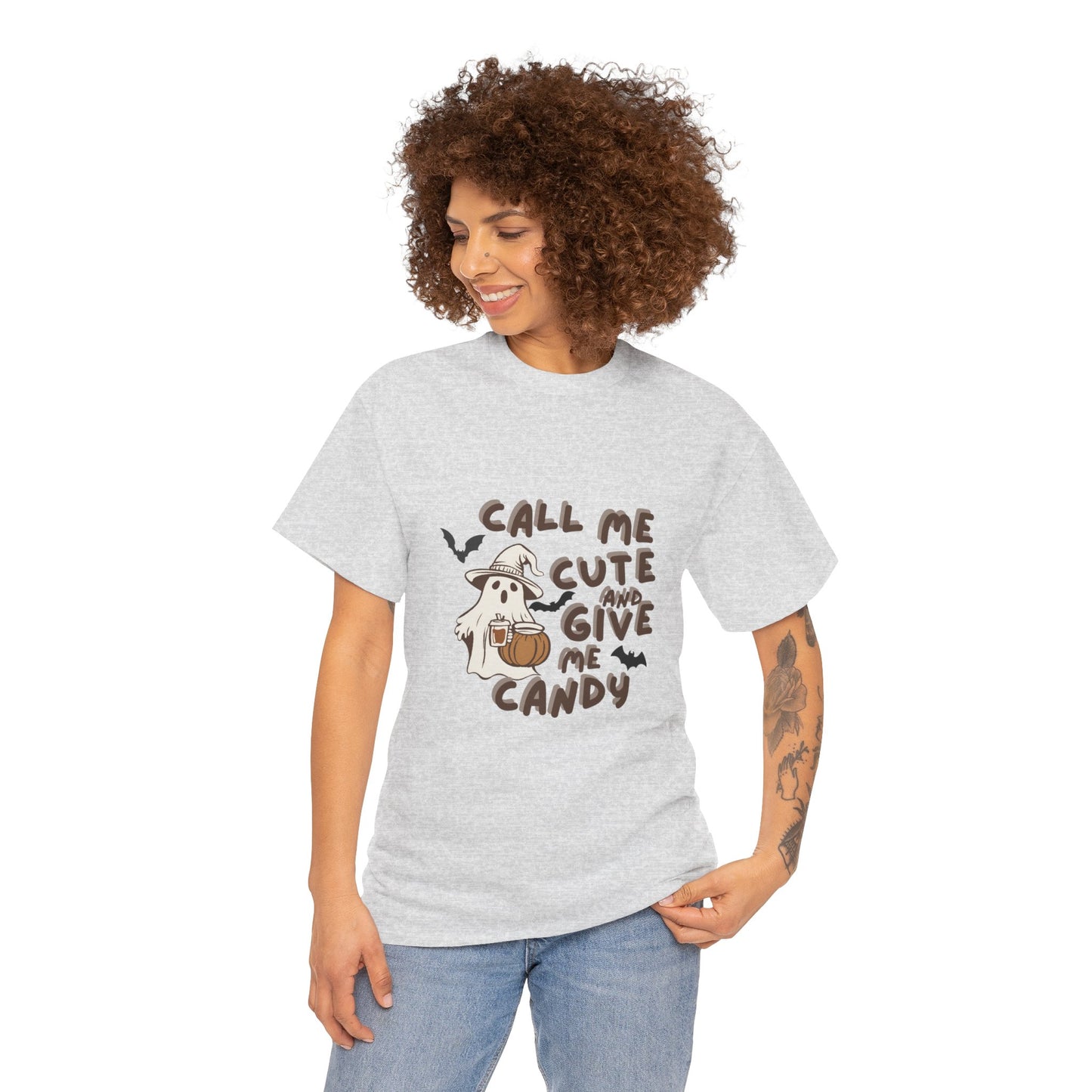 Call Me Cute & Give Me Candy -Adult Unisex Heavy Cotton Tee