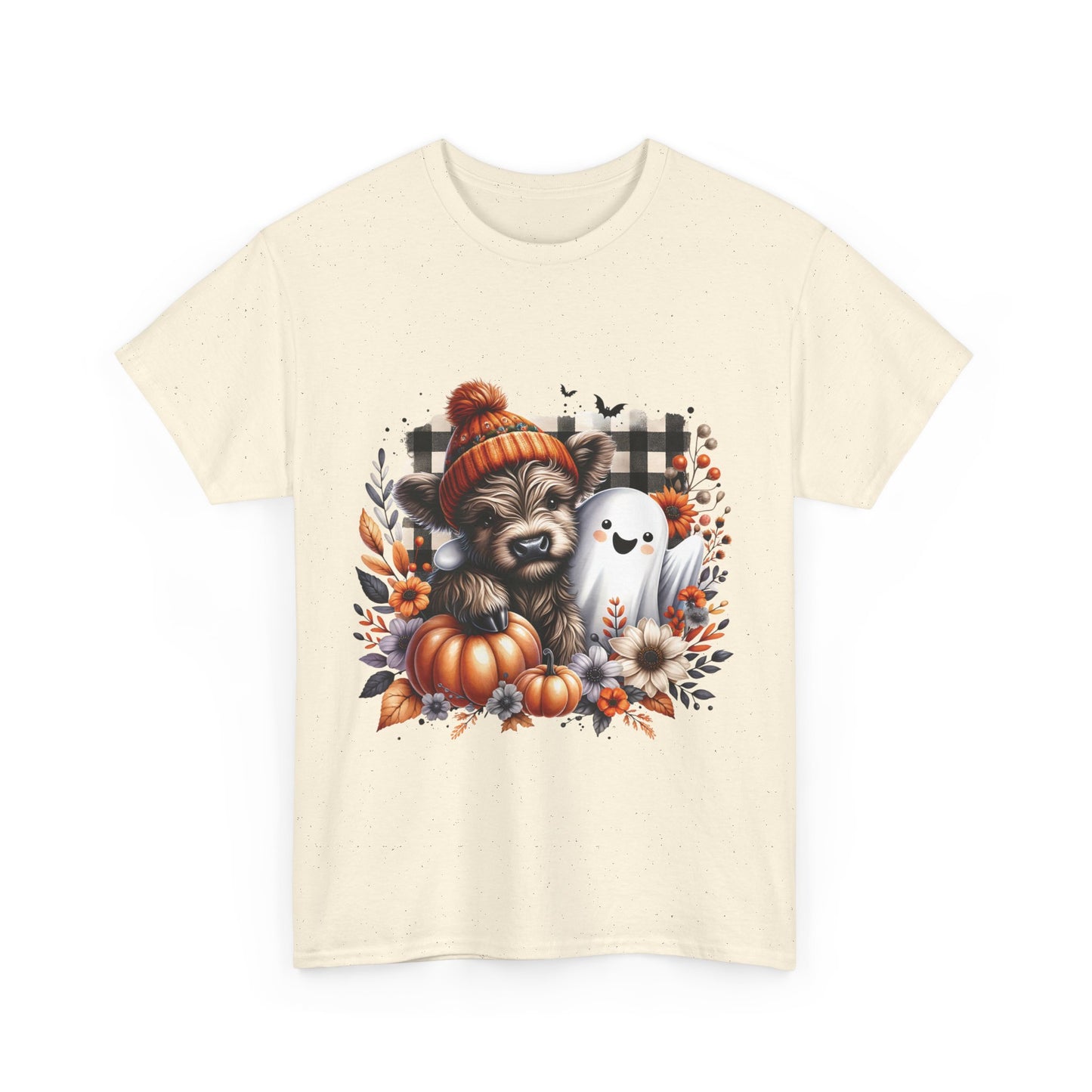 Cute cow and ghost -Adult Unisex Heavy Cotton Tee