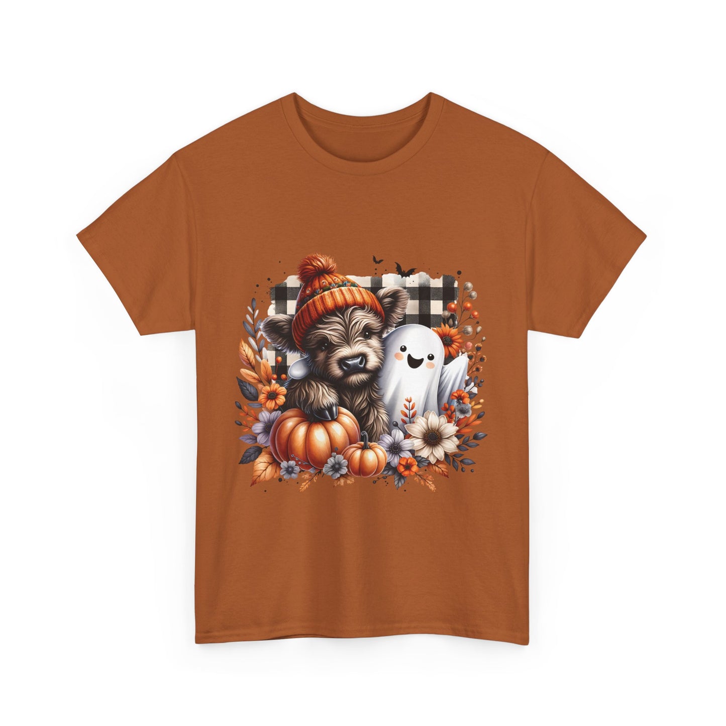Cute cow and ghost -Adult Unisex Heavy Cotton Tee