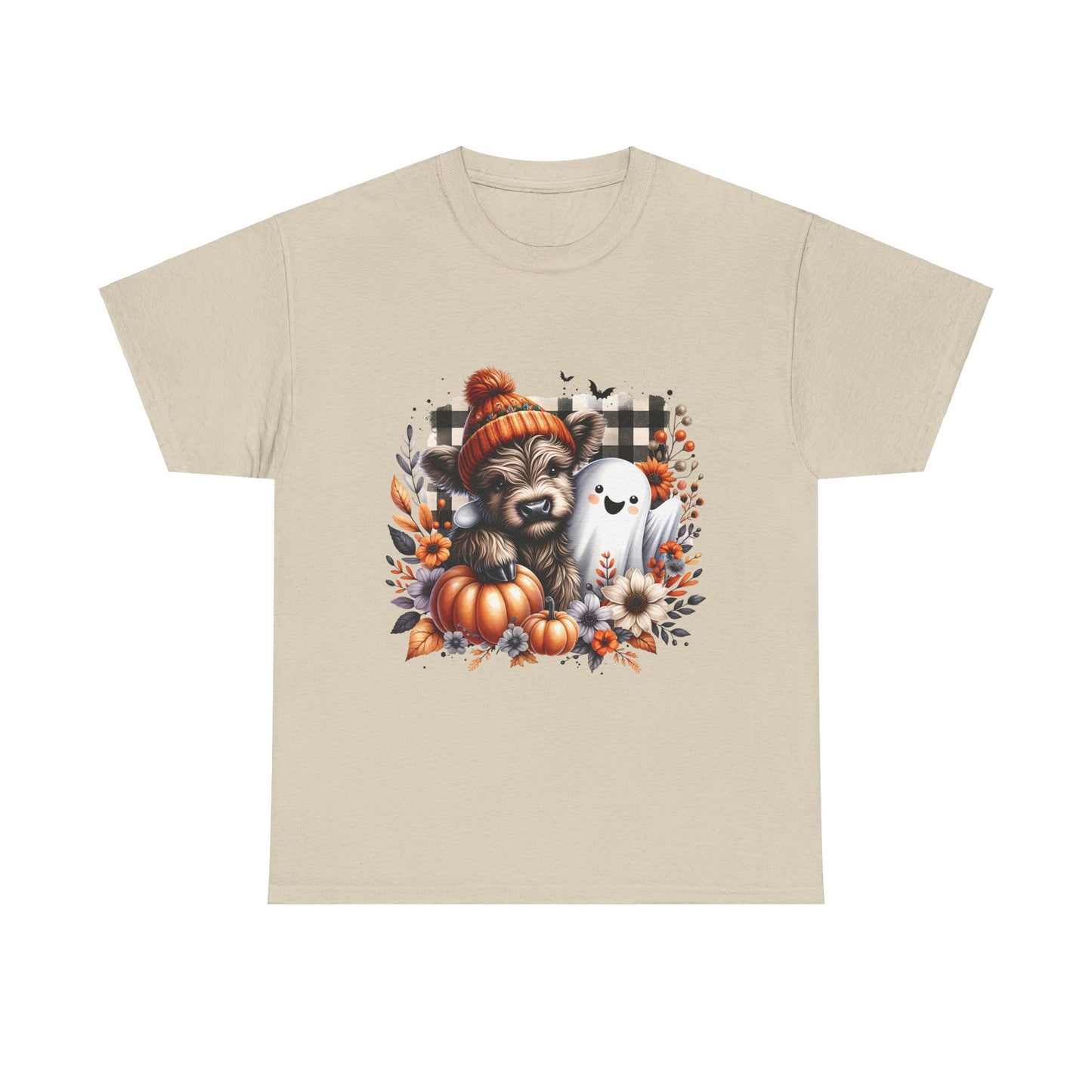 Cute cow and ghost -Adult Unisex Heavy Cotton Tee