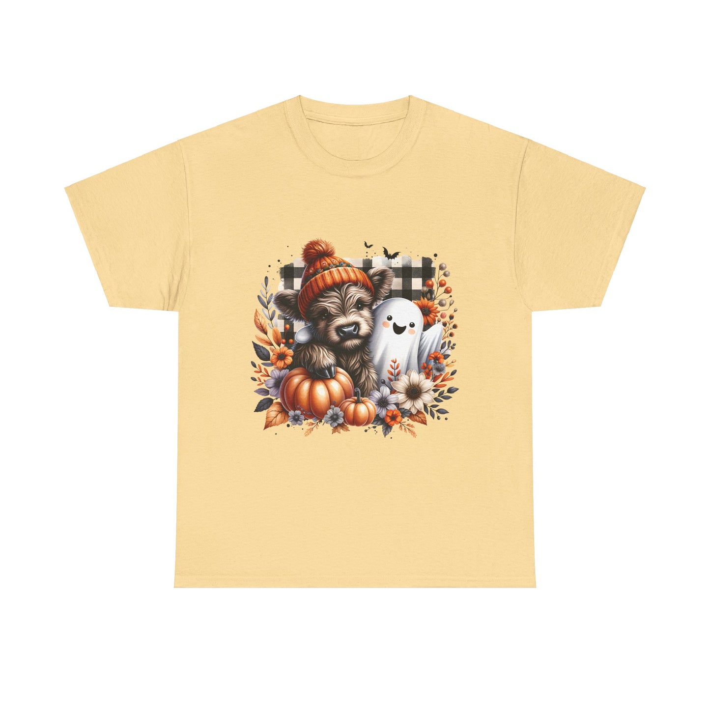 Cute cow and ghost -Adult Unisex Heavy Cotton Tee