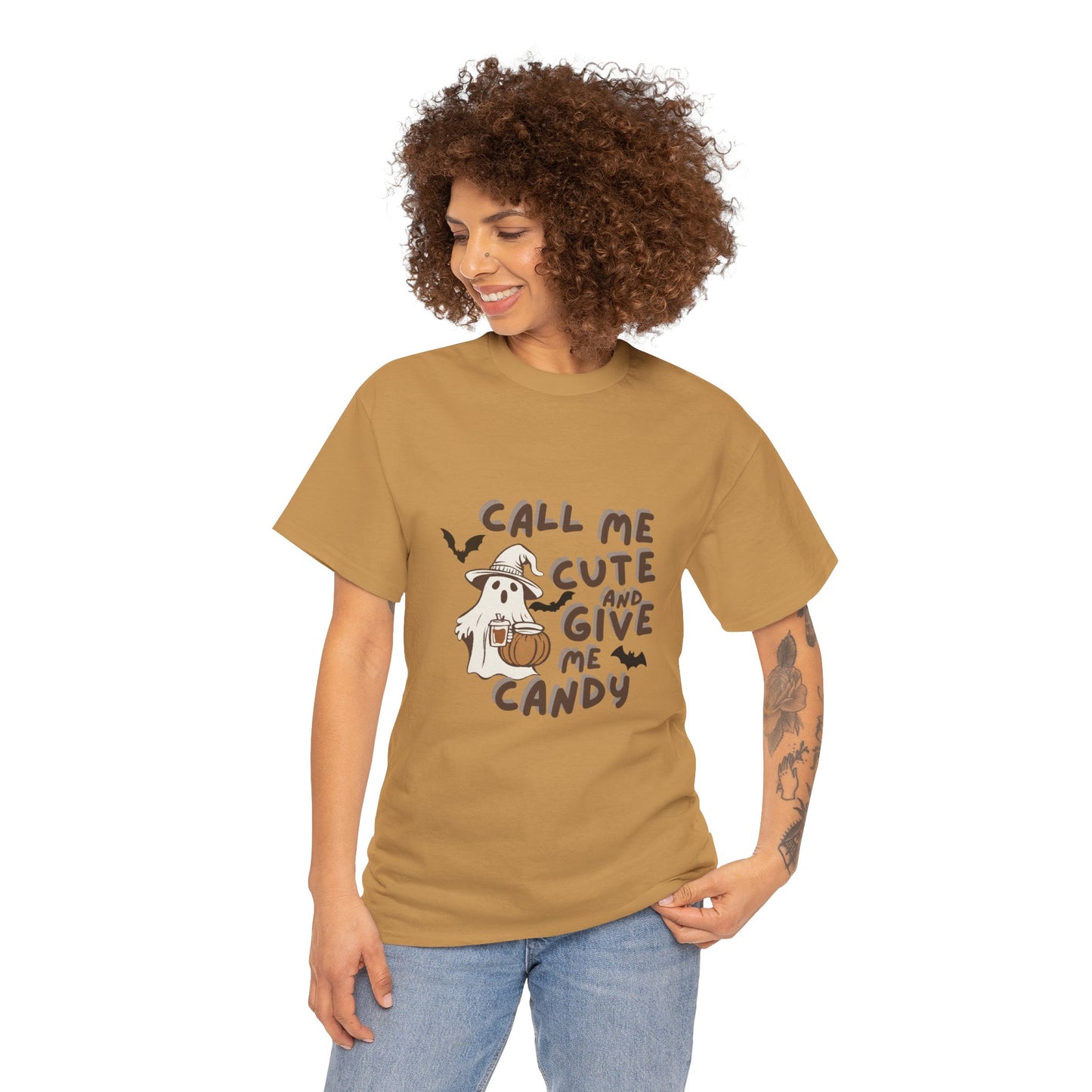 Call Me Cute & Give Me Candy -Adult Unisex Heavy Cotton Tee