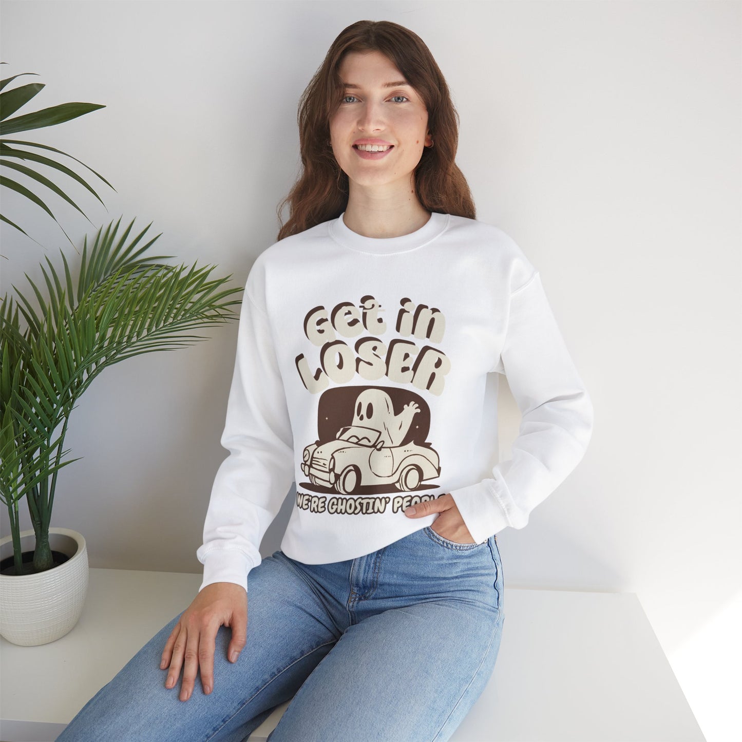 Get in Loser We're Ghostin' People - Adult Unisex Heavy Blend™ Crewneck Sweatshirt