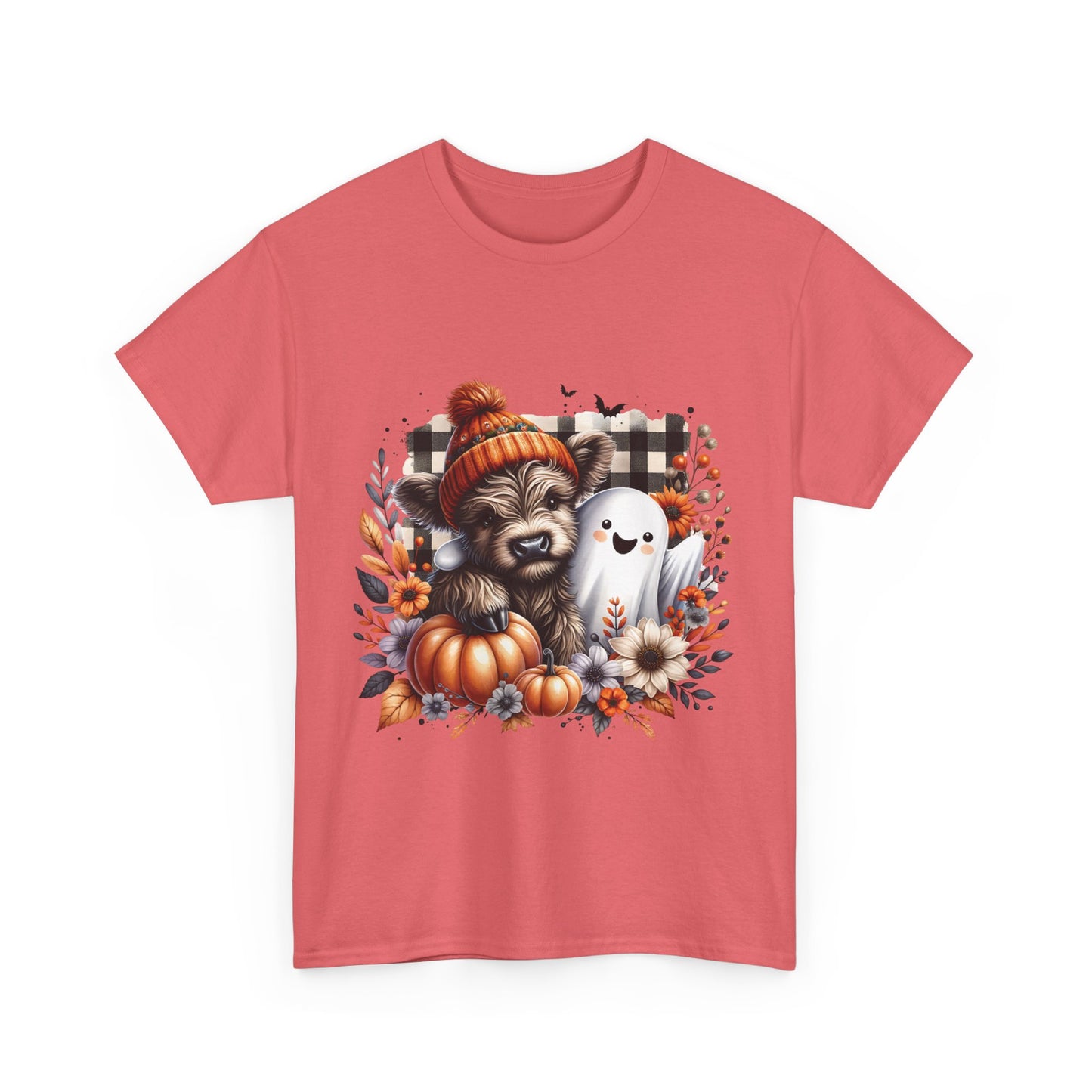 Cute cow and ghost -Adult Unisex Heavy Cotton Tee