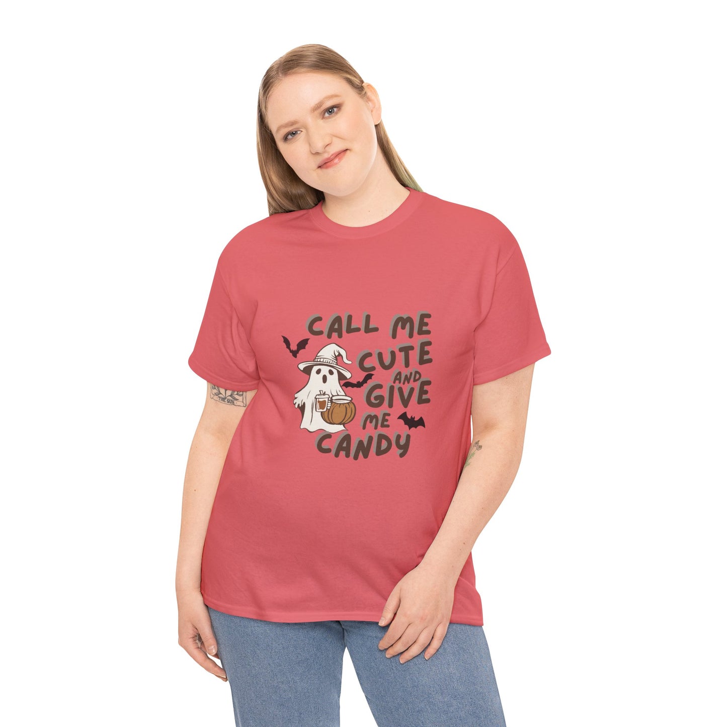 Call Me Cute & Give Me Candy -Adult Unisex Heavy Cotton Tee