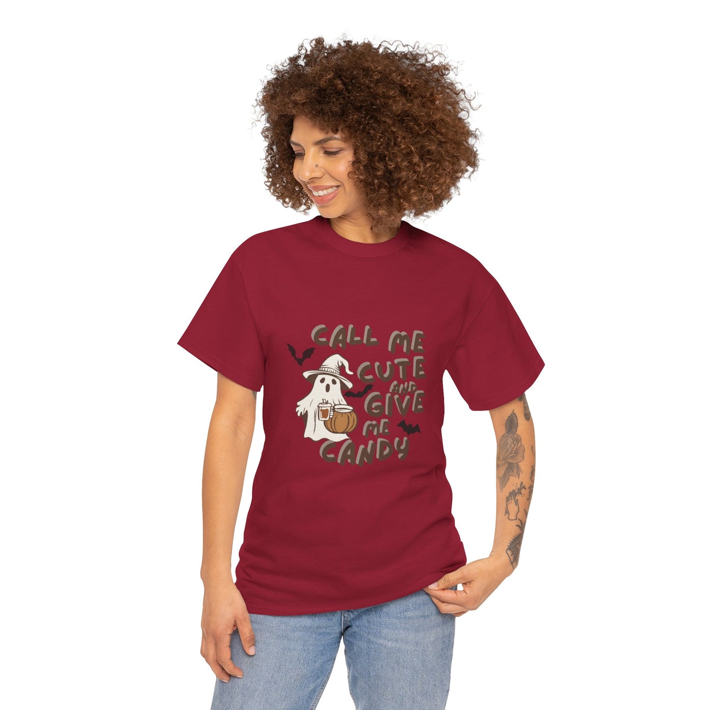 Call Me Cute & Give Me Candy -Adult Unisex Heavy Cotton Tee