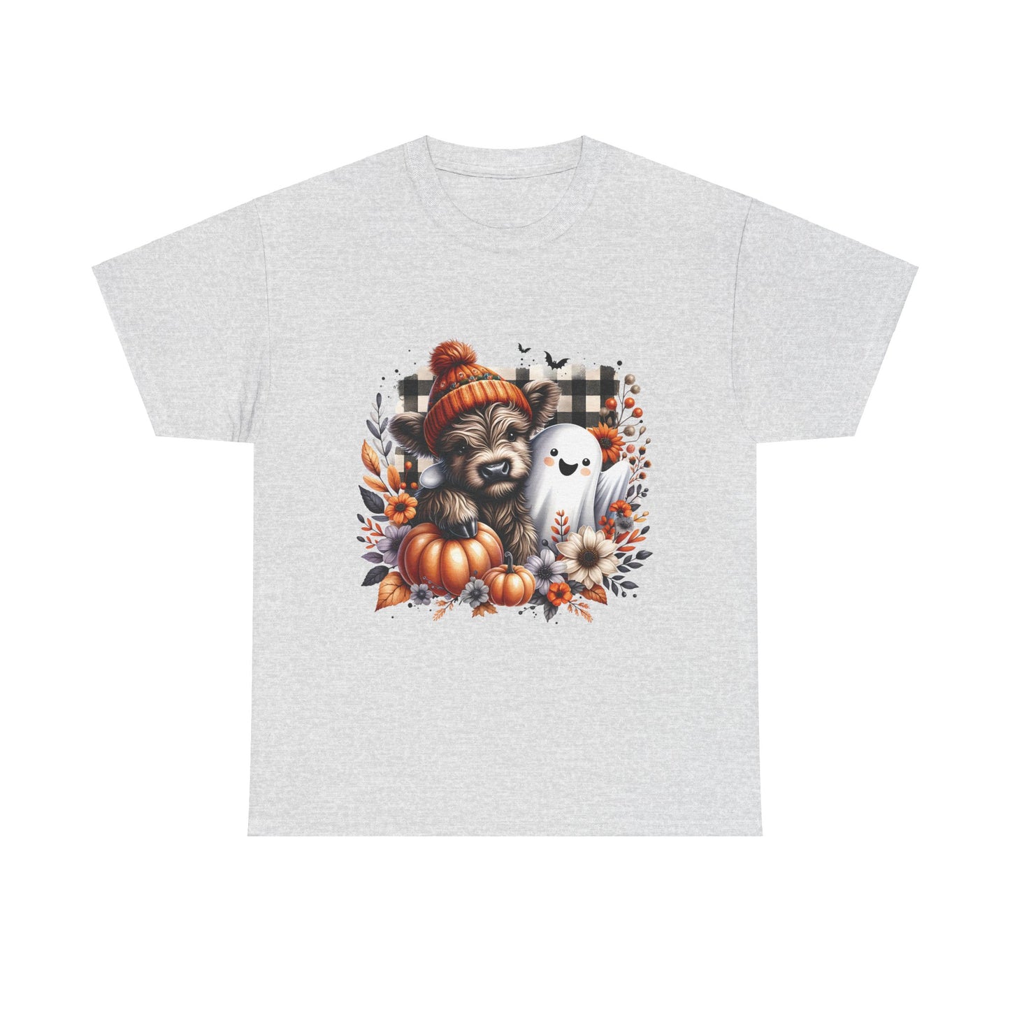Cute cow and ghost -Adult Unisex Heavy Cotton Tee
