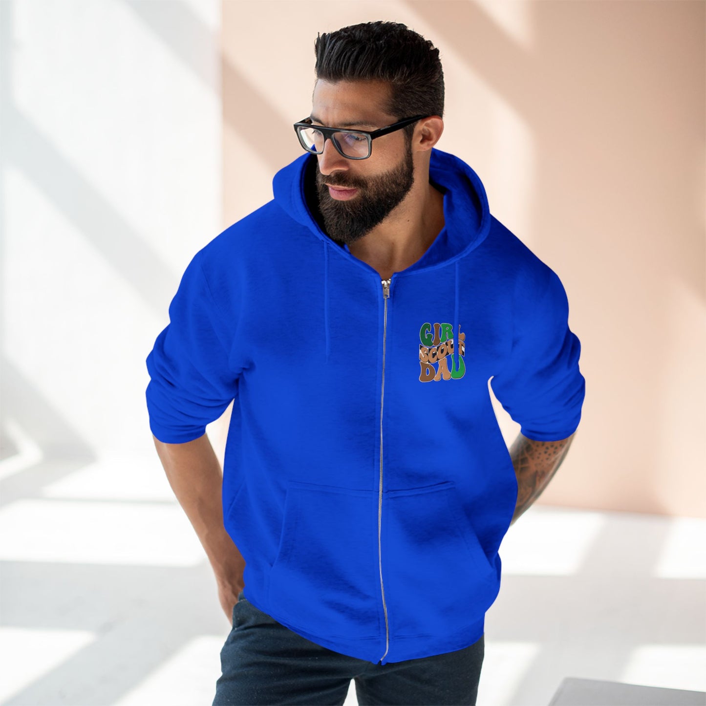 FRONT & BACK DESIGN ! Cookie Squad - Girl Scout Dad - Adult Unisex Zip Hoodie