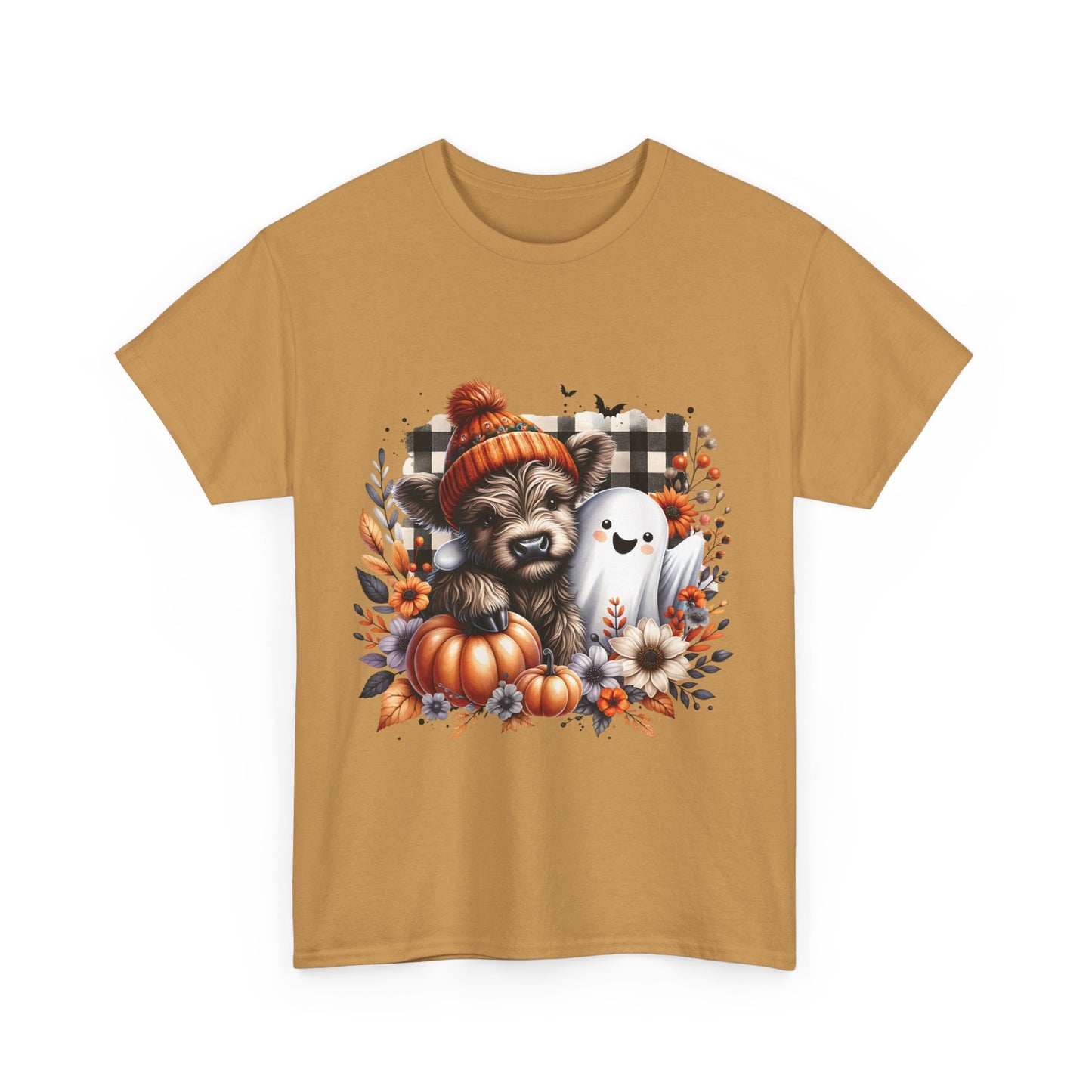 Cute cow and ghost -Adult Unisex Heavy Cotton Tee