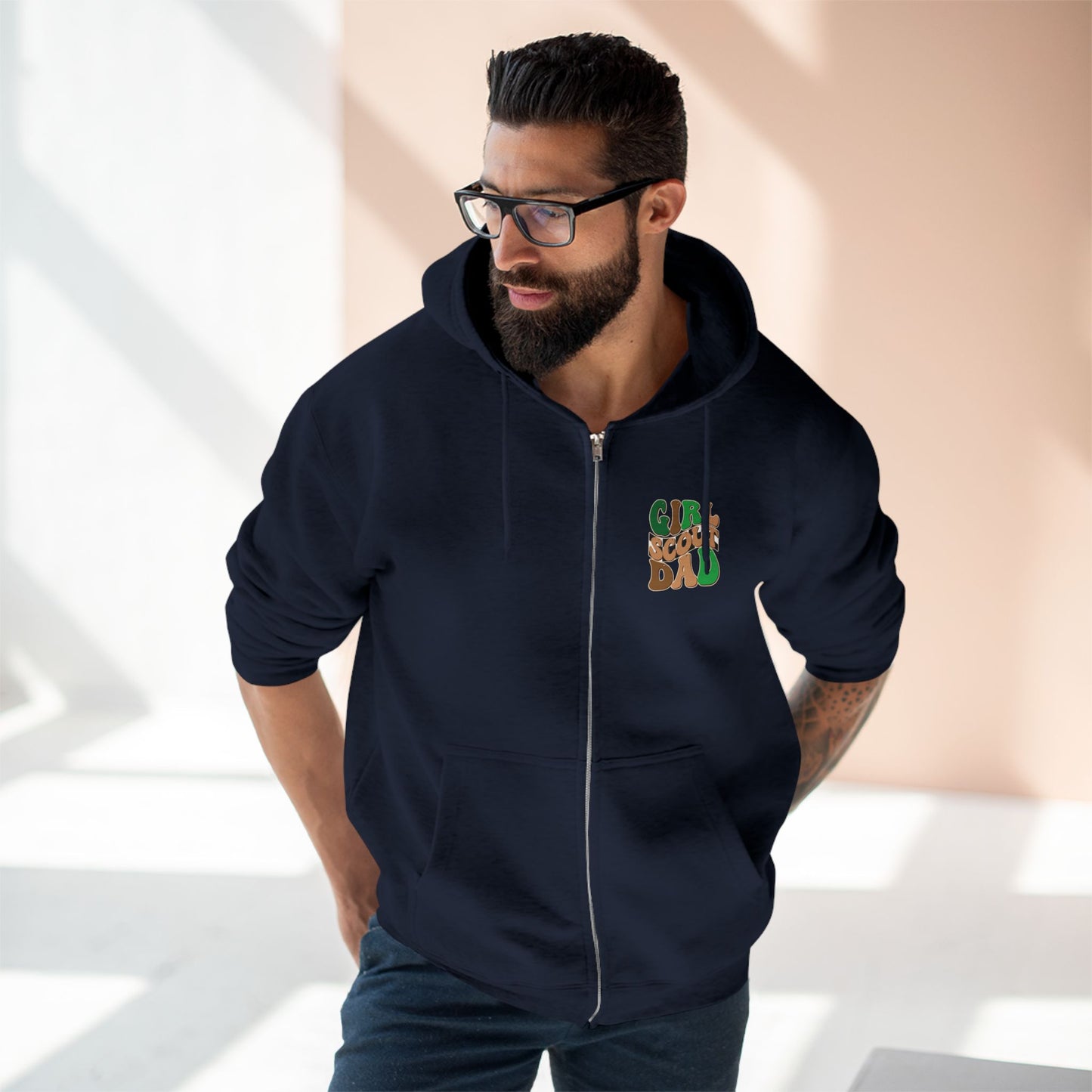 FRONT & BACK DESIGN ! Cookie Squad - Girl Scout Dad - Adult Unisex Zip Hoodie