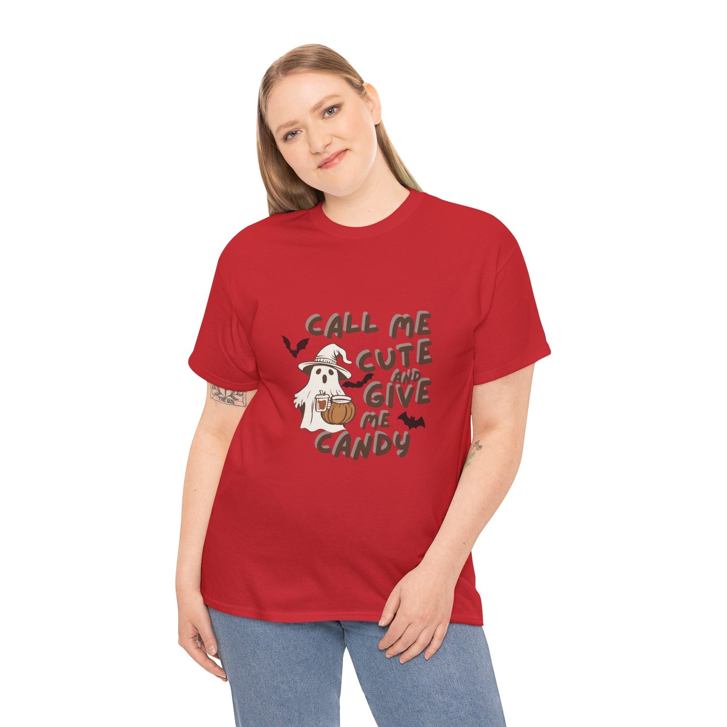 Call Me Cute & Give Me Candy -Adult Unisex Heavy Cotton Tee