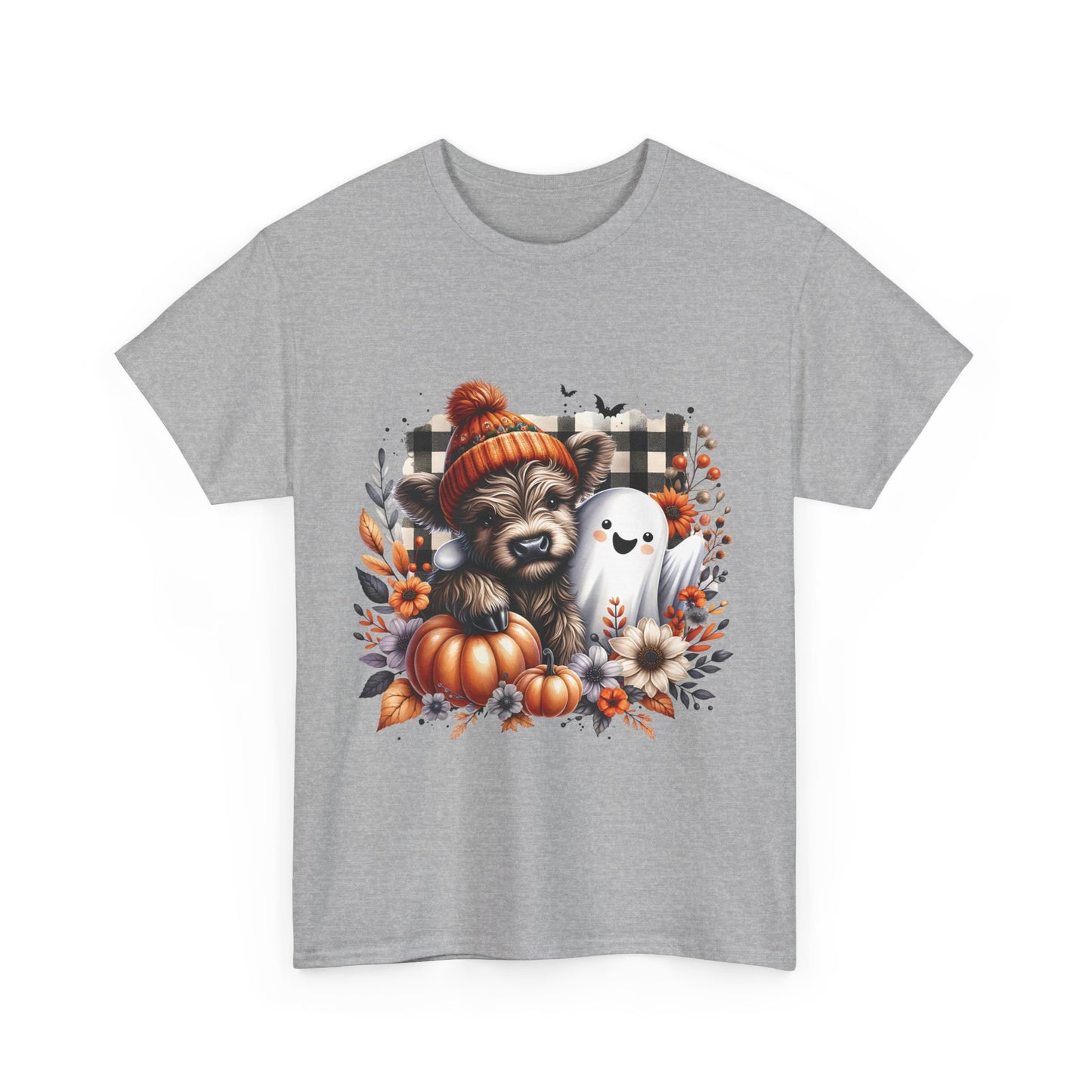 Cute cow and ghost -Adult Unisex Heavy Cotton Tee