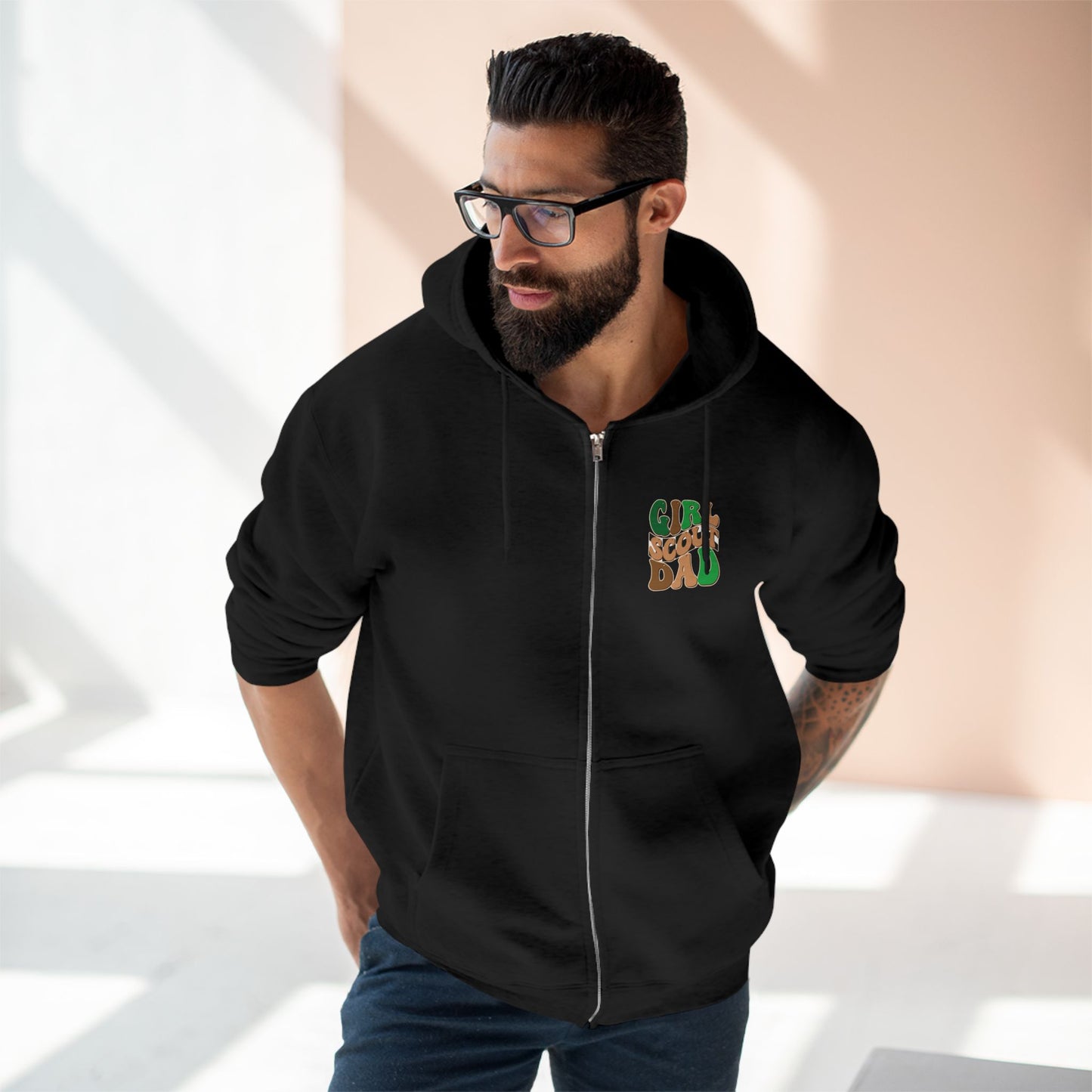 FRONT & BACK DESIGN ! Cookie Squad - Girl Scout Dad - Adult Unisex Zip Hoodie
