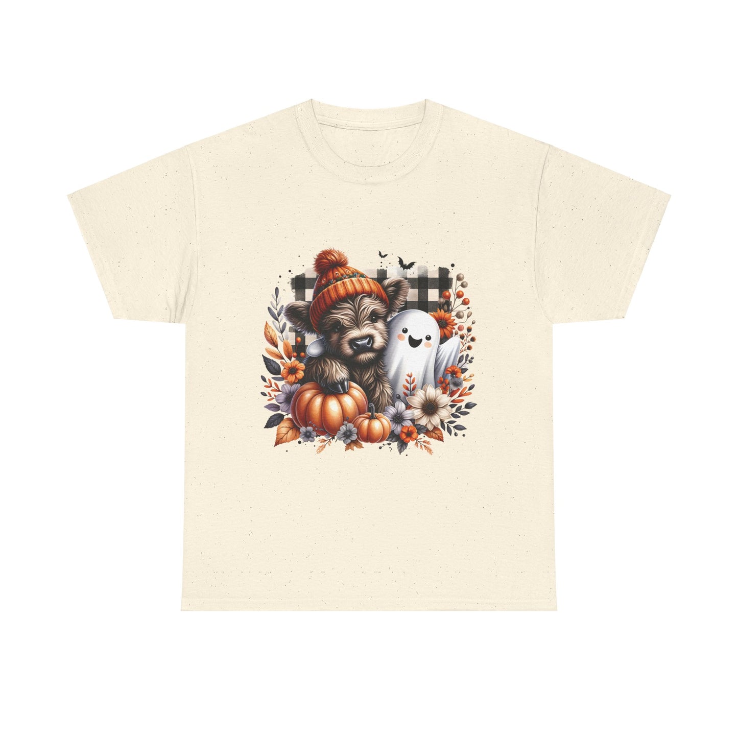 Cute cow and ghost -Adult Unisex Heavy Cotton Tee