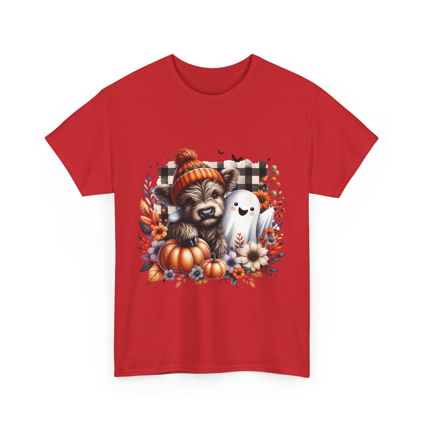Cute cow and ghost -Adult Unisex Heavy Cotton Tee