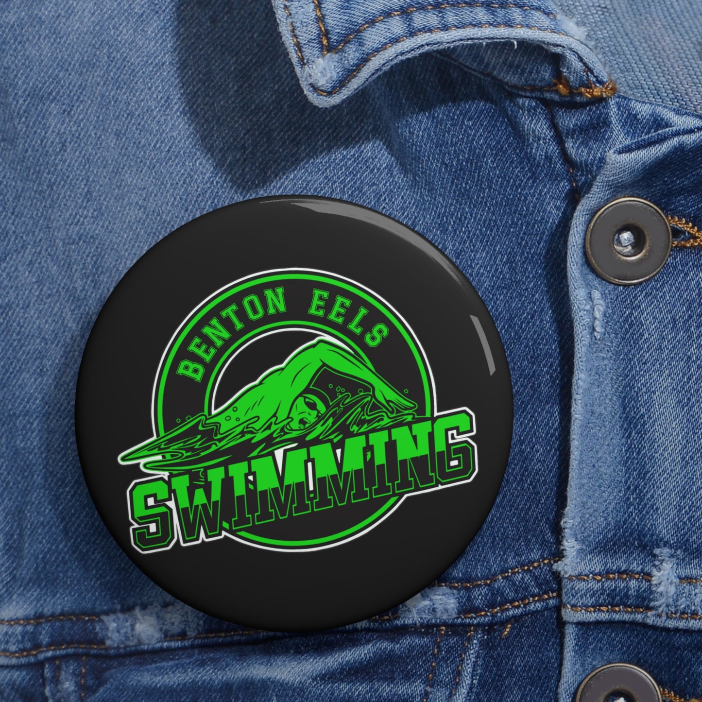 Benton Eels Swim Team Button Pin