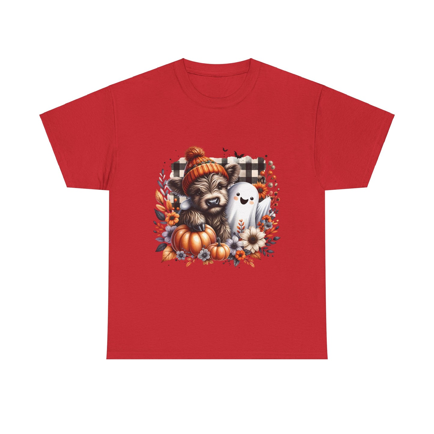 Cute cow and ghost -Adult Unisex Heavy Cotton Tee