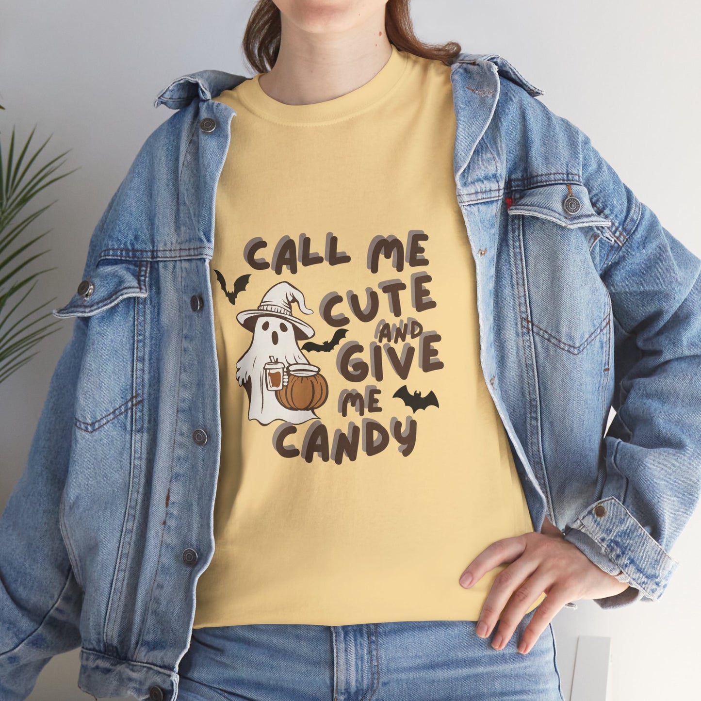 Call Me Cute & Give Me Candy -Adult Unisex Heavy Cotton Tee