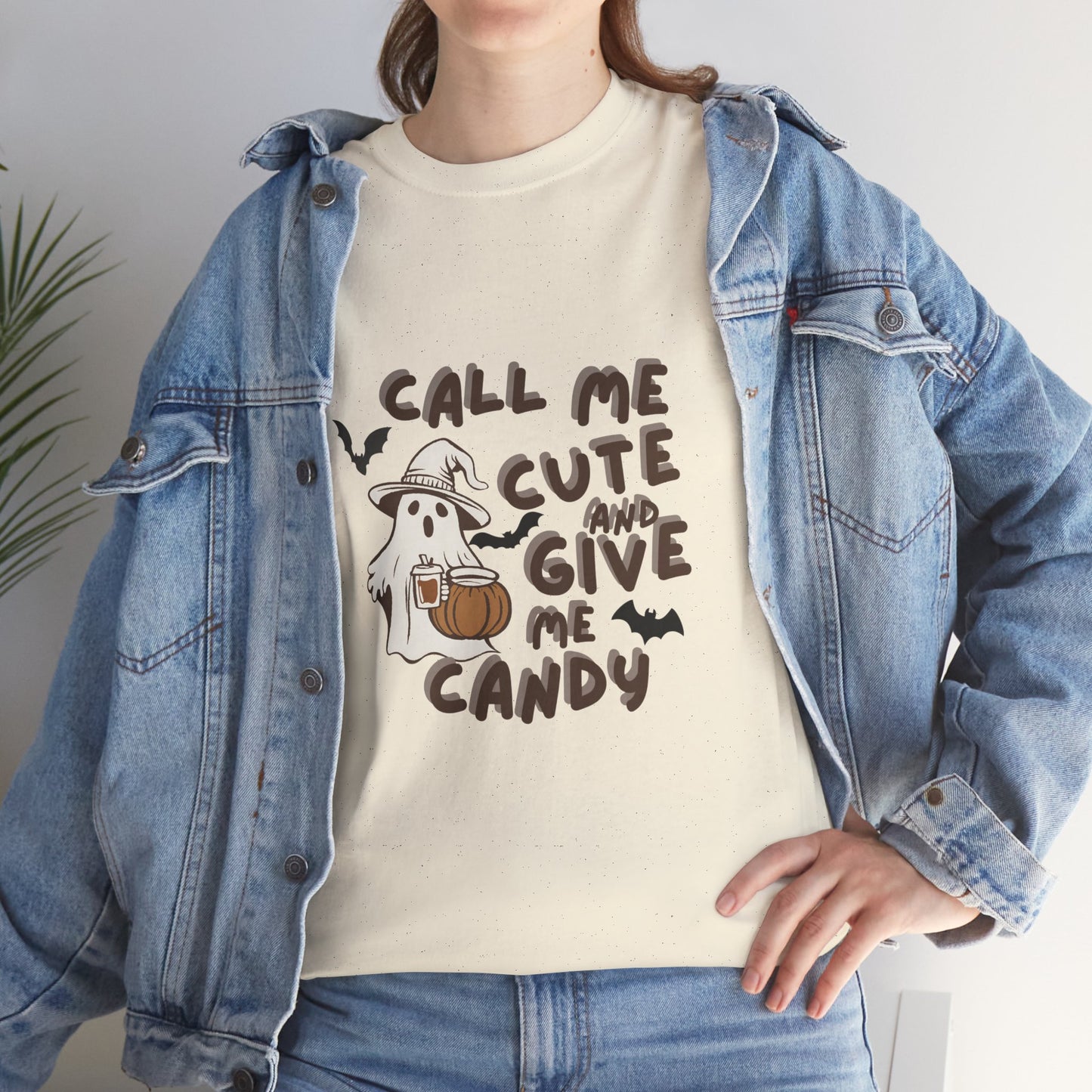 Call Me Cute & Give Me Candy -Adult Unisex Heavy Cotton Tee