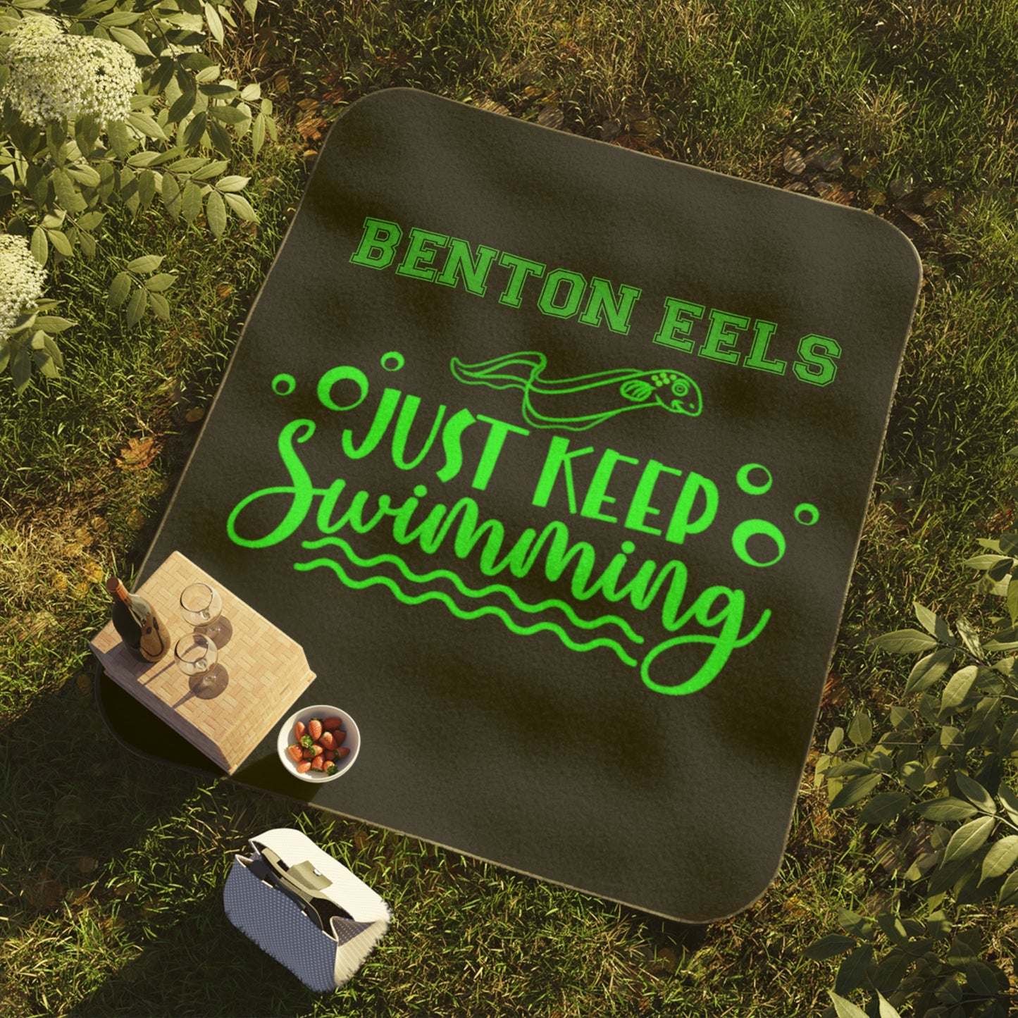 Benton Eels water-resistant Blanket 61" x 51" - JUST KEEP SWIMMING