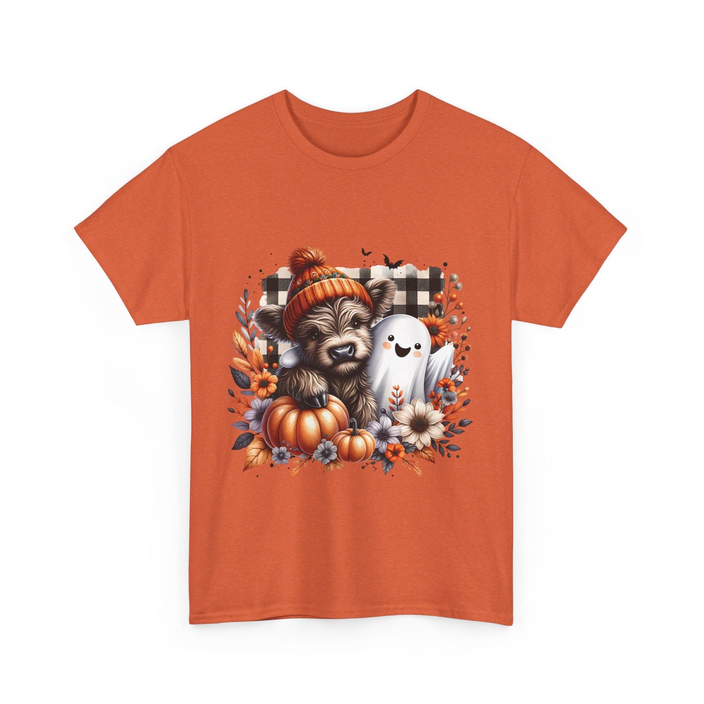 Cute cow and ghost -Adult Unisex Heavy Cotton Tee