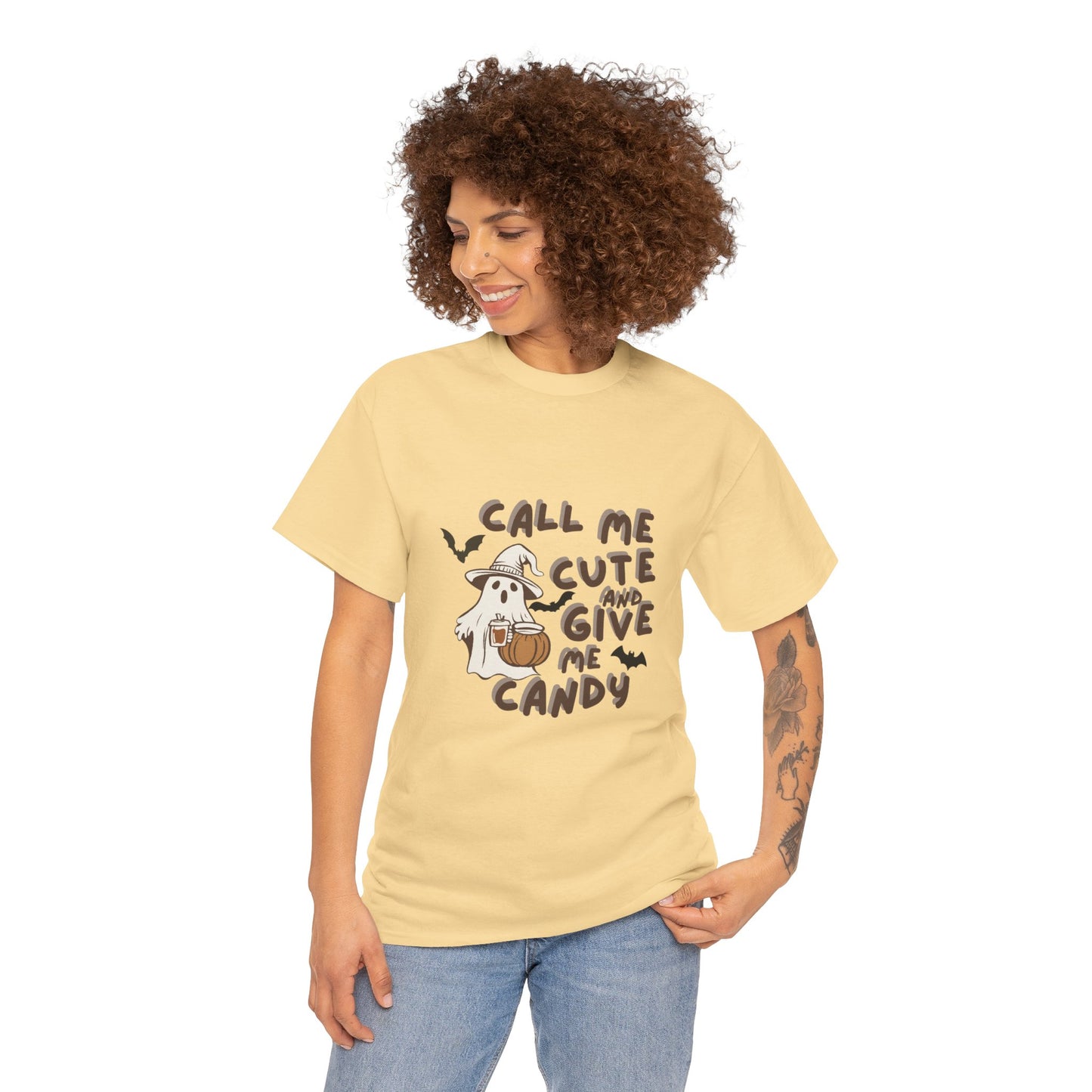 Call Me Cute & Give Me Candy -Adult Unisex Heavy Cotton Tee