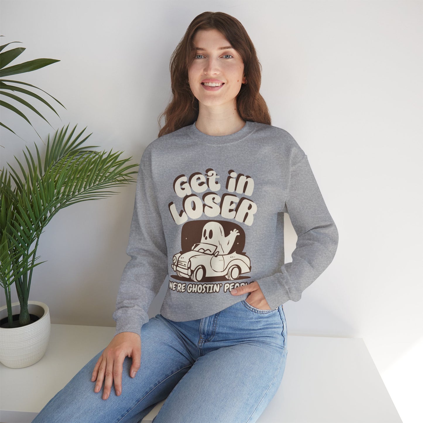 Get in Loser We're Ghostin' People - Adult Unisex Heavy Blend™ Crewneck Sweatshirt