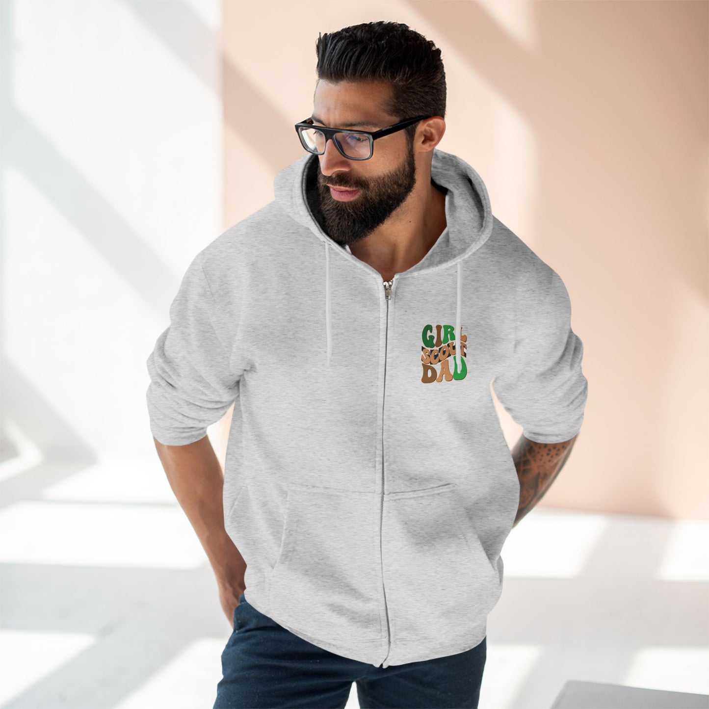 FRONT & BACK DESIGN ! Cookie Squad - Girl Scout Dad - Adult Unisex Zip Hoodie