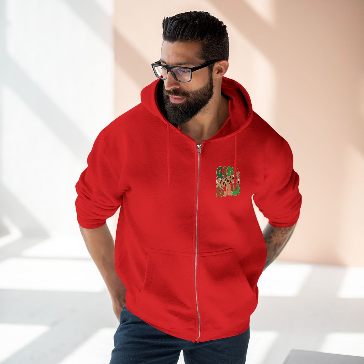 FRONT & BACK DESIGN ! Cookie Squad - Girl Scout Dad - Adult Unisex Zip Hoodie