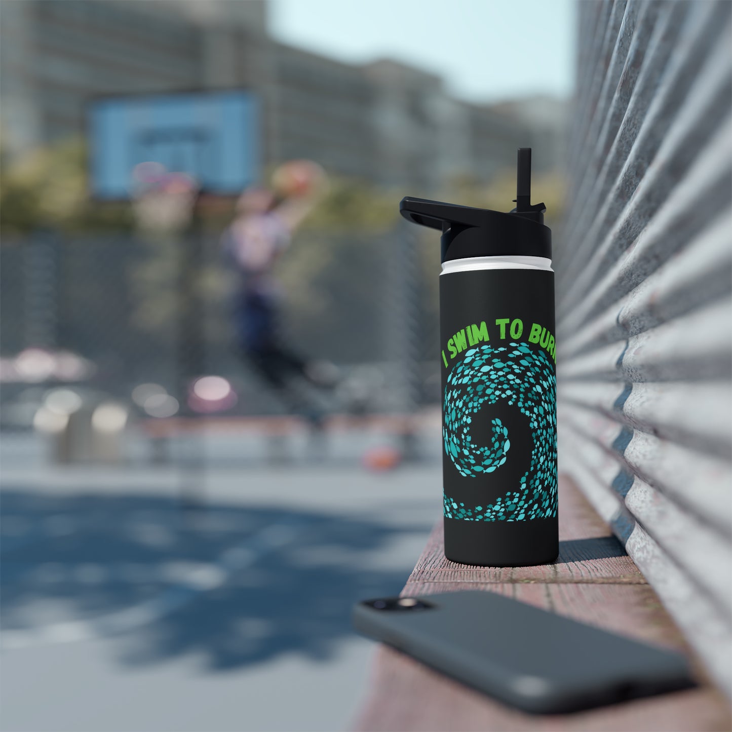 Benton Eels - 12oz, 18oz & 32oz - Stainless Steel Water Bottle, Flip Straw Lid - I Swim to Burn Off the Crazy!!