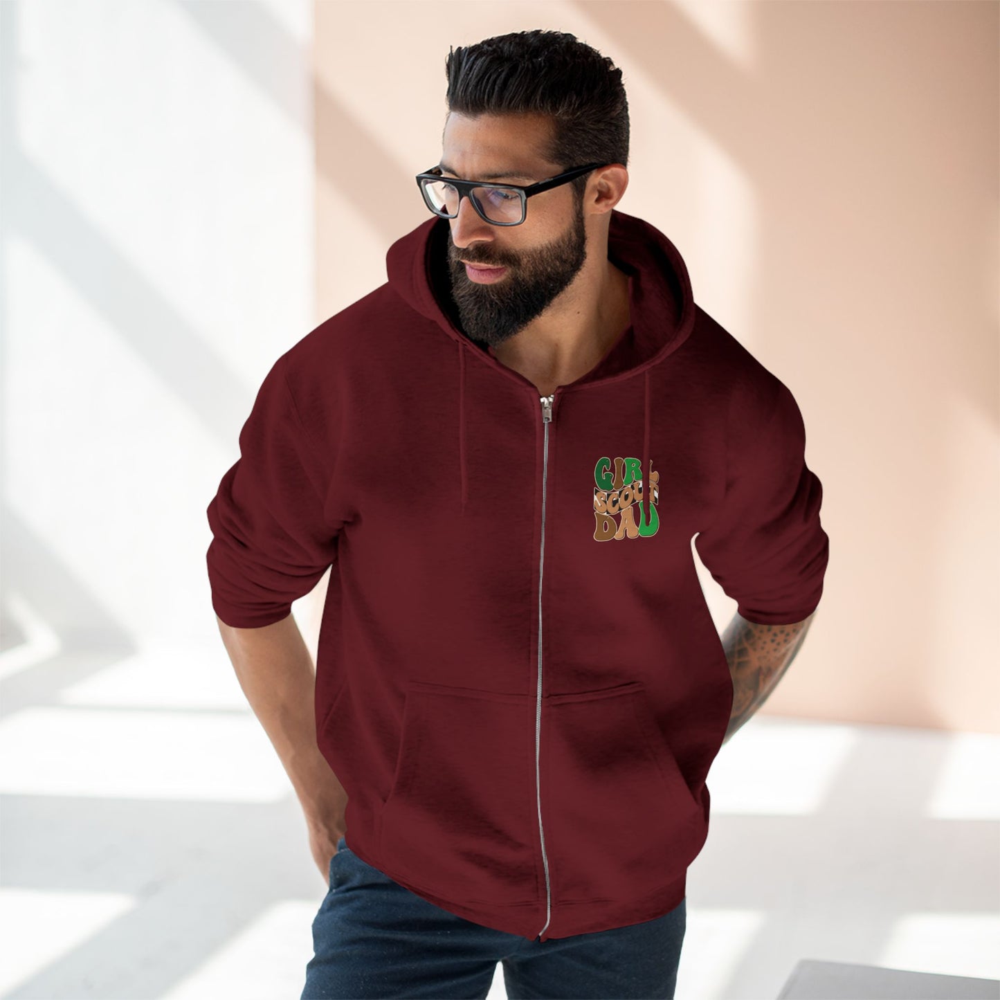 FRONT & BACK DESIGN ! Cookie Squad - Girl Scout Dad - Adult Unisex Zip Hoodie